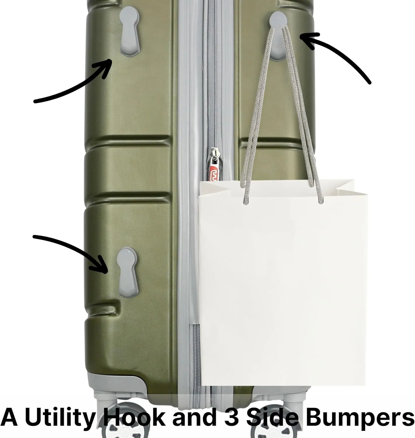 Olympia U.S.A. Denmark 3-Piece Luggage Set (22”, 26”, 30") - Lightweight Hardside Suitcases, Expandable 30%, 8 Jumbo Spinner Wheels, Utility Hook & Hidden Laptop Compartment (Olive)
