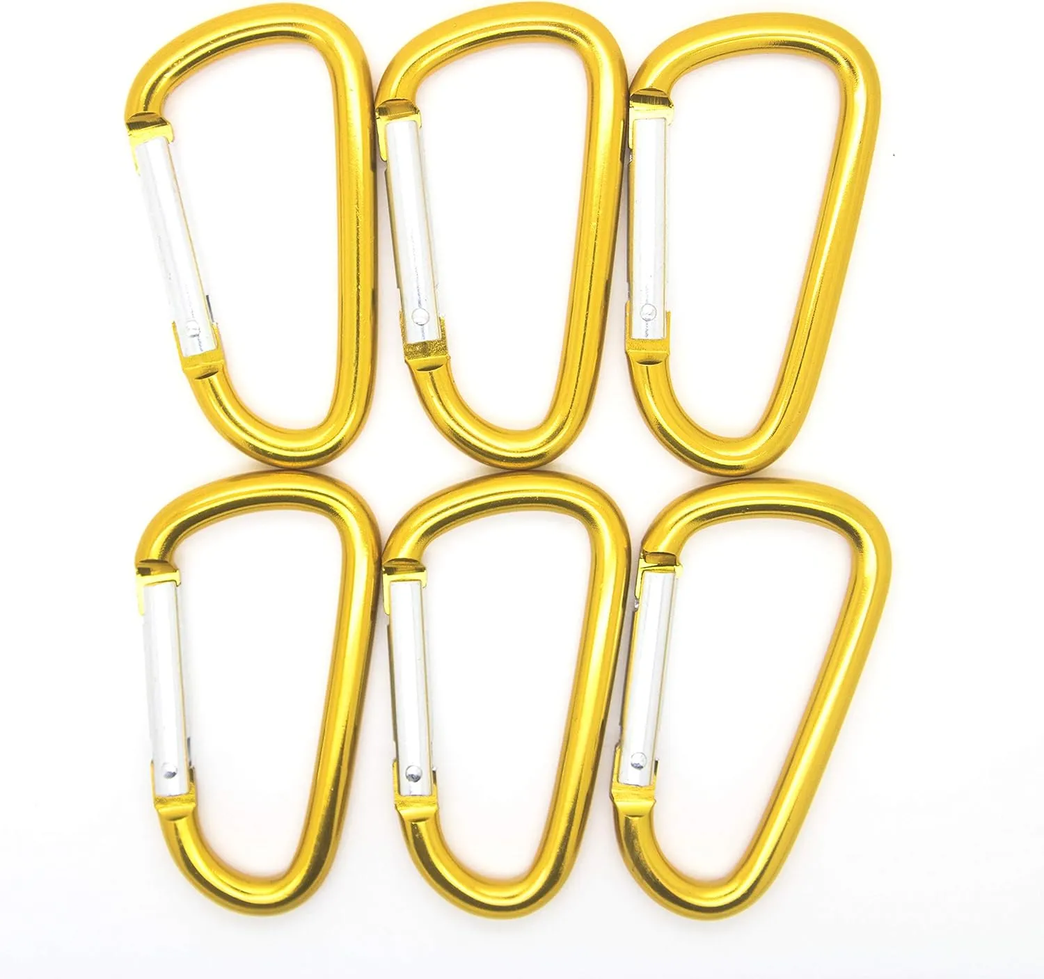 ONDEPOT 50 Pack of 3 Carabiner Spring Belt Clip Large Snap Key Ring Key Chain Hook 75mm Aluminum (Gold 3" (50 Pack))