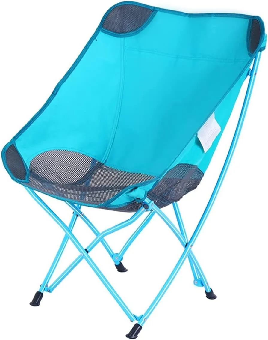 Outdoor Camping Chair Ultralight with Mesh Stitching Compact Folding Backpacking Seat Stool Large Back Storage Pocket Portable Lawn Chairs