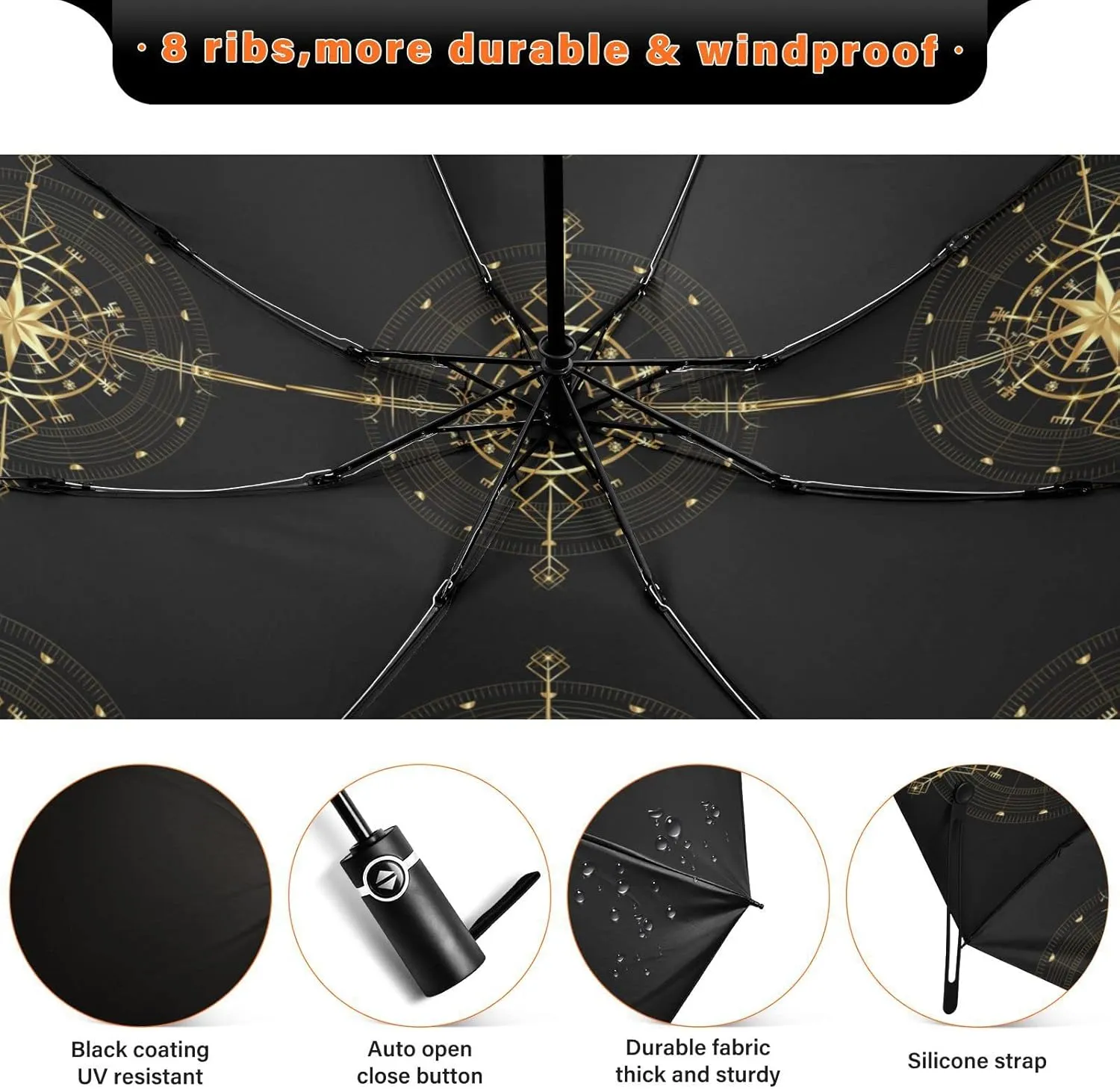 Oyihfvs Automatic Umbrella, Folding Umbrella Reinforced Anti-UV Sun rain Auto Open/Close