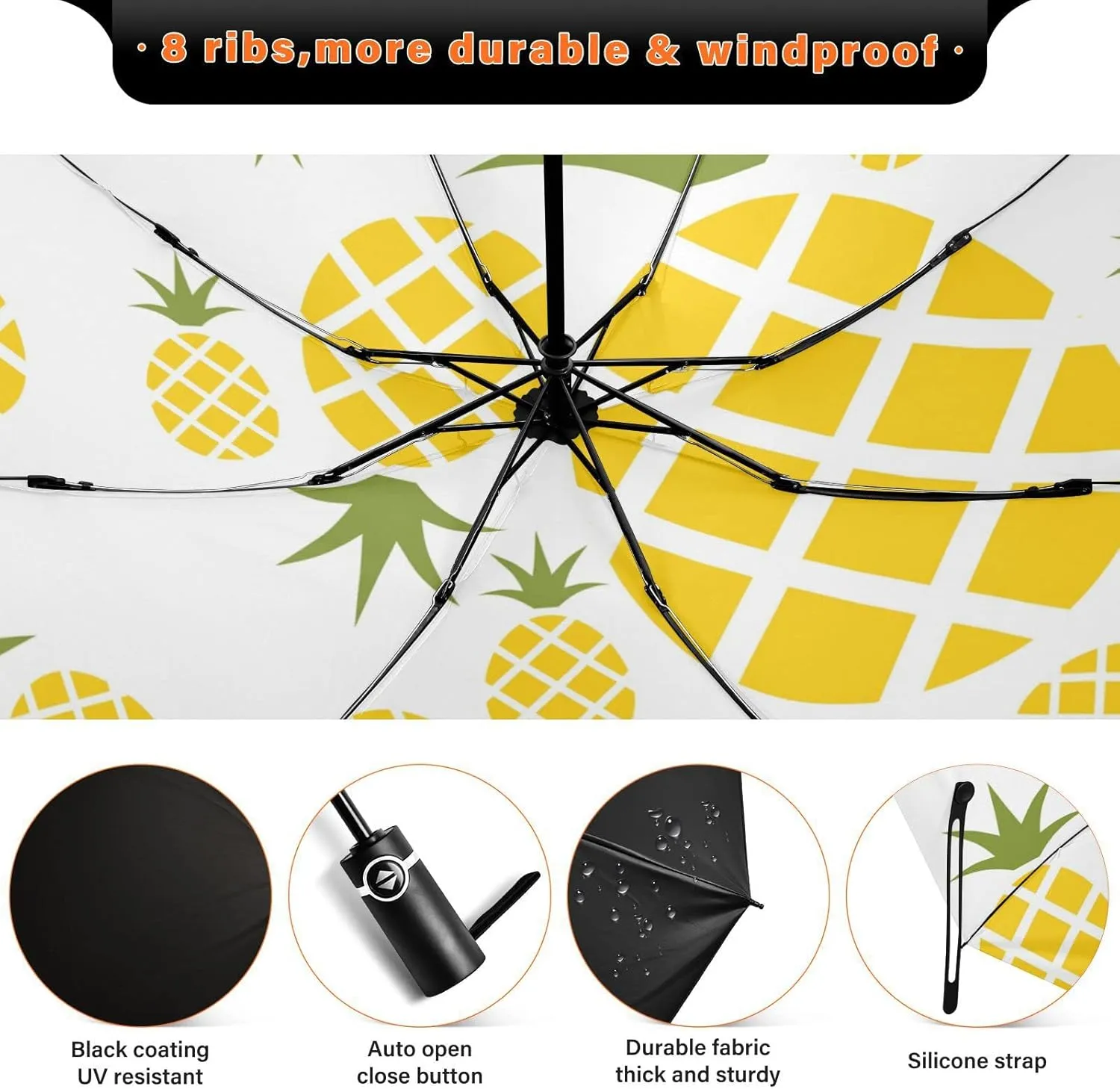 Oyihfvs Automatic Umbrella, Folding Umbrella Reinforced Anti-UV Sun rain Auto Open/Close
