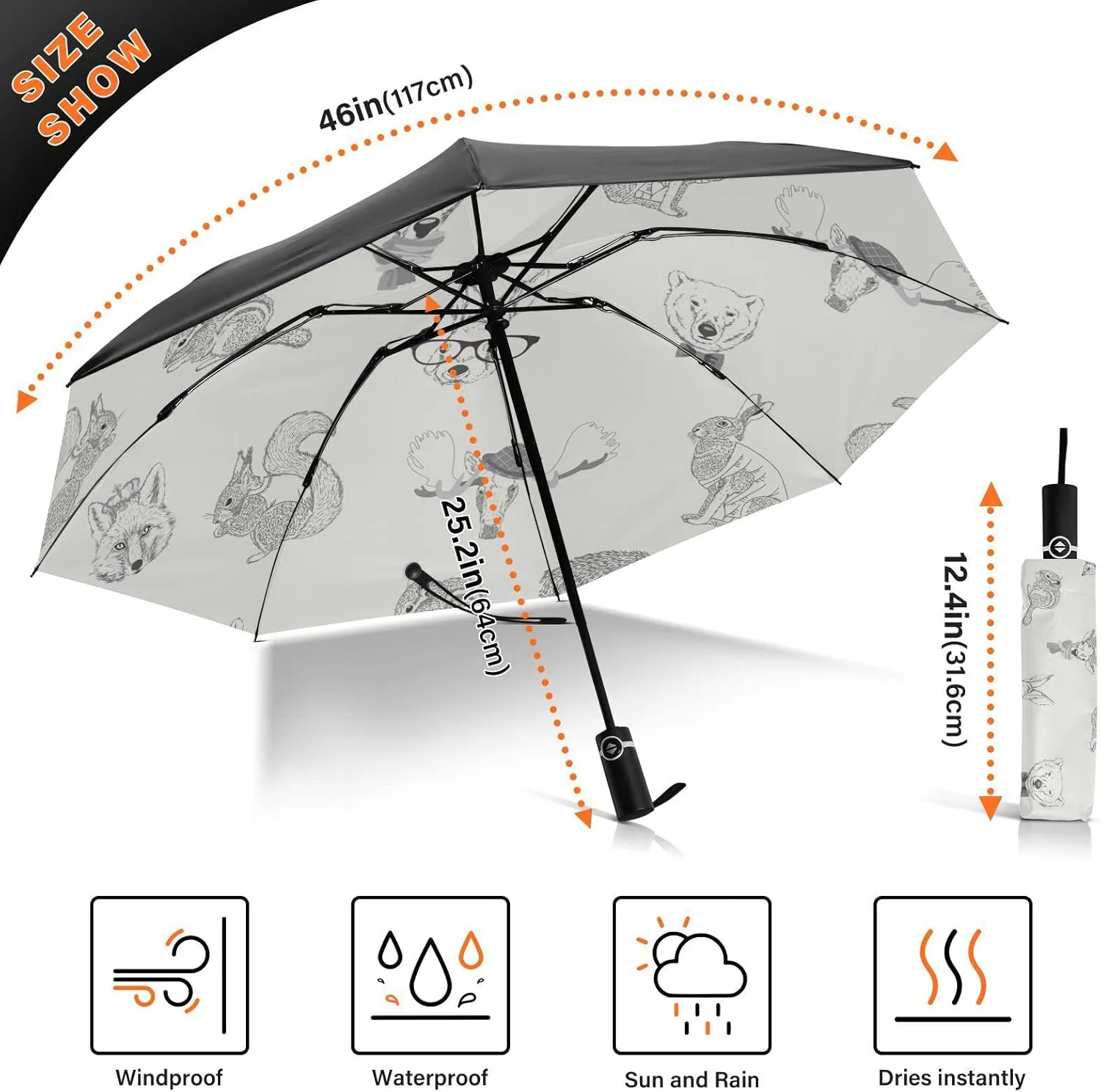 Oyihfvs Automatic Umbrella, Folding Umbrella Reinforced Anti-UV Sun rain Auto Open/Close