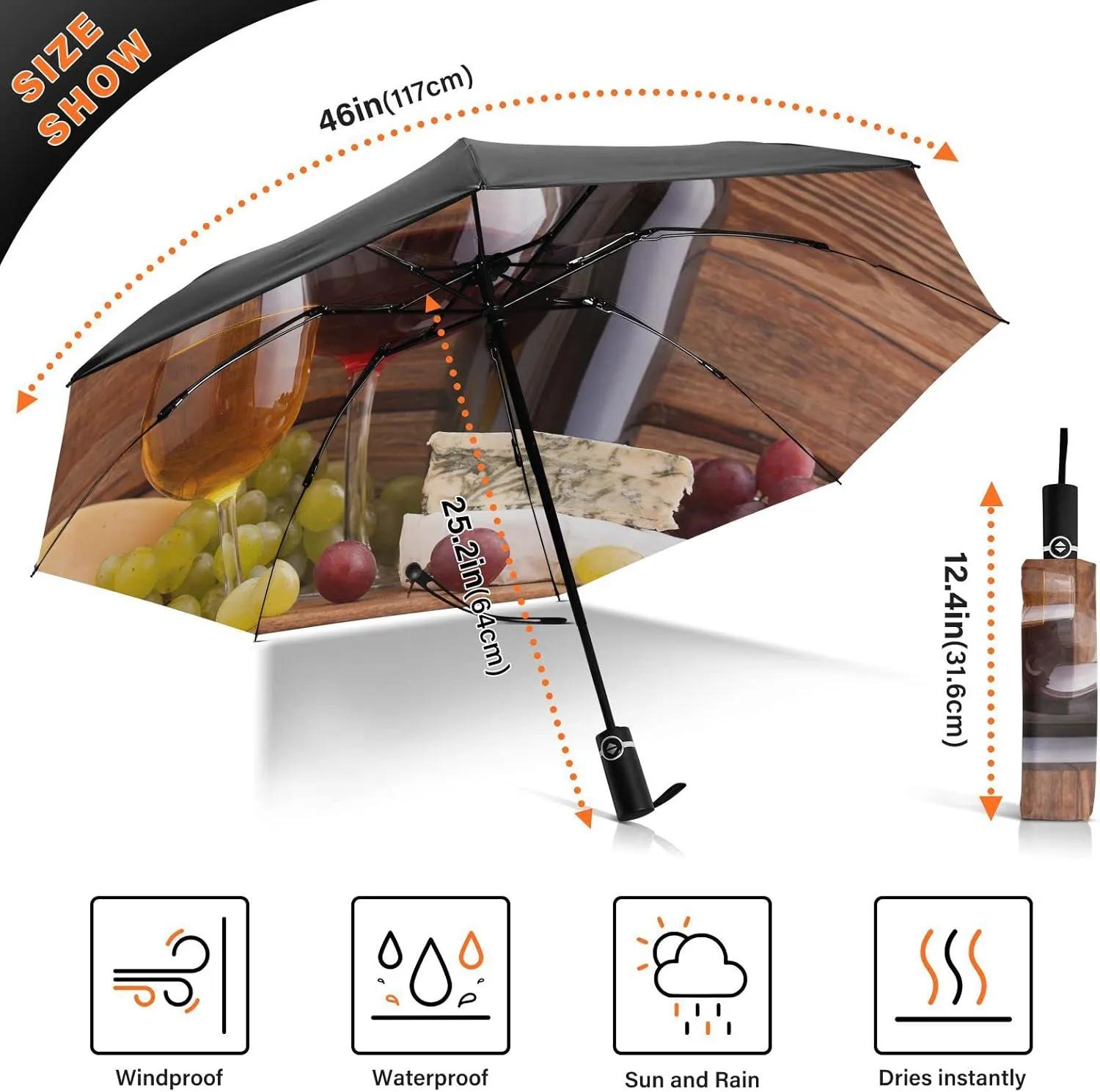 Oyihfvs Automatic Umbrella, Folding Umbrella Reinforced Anti-UV Sun rain Auto Open/Close