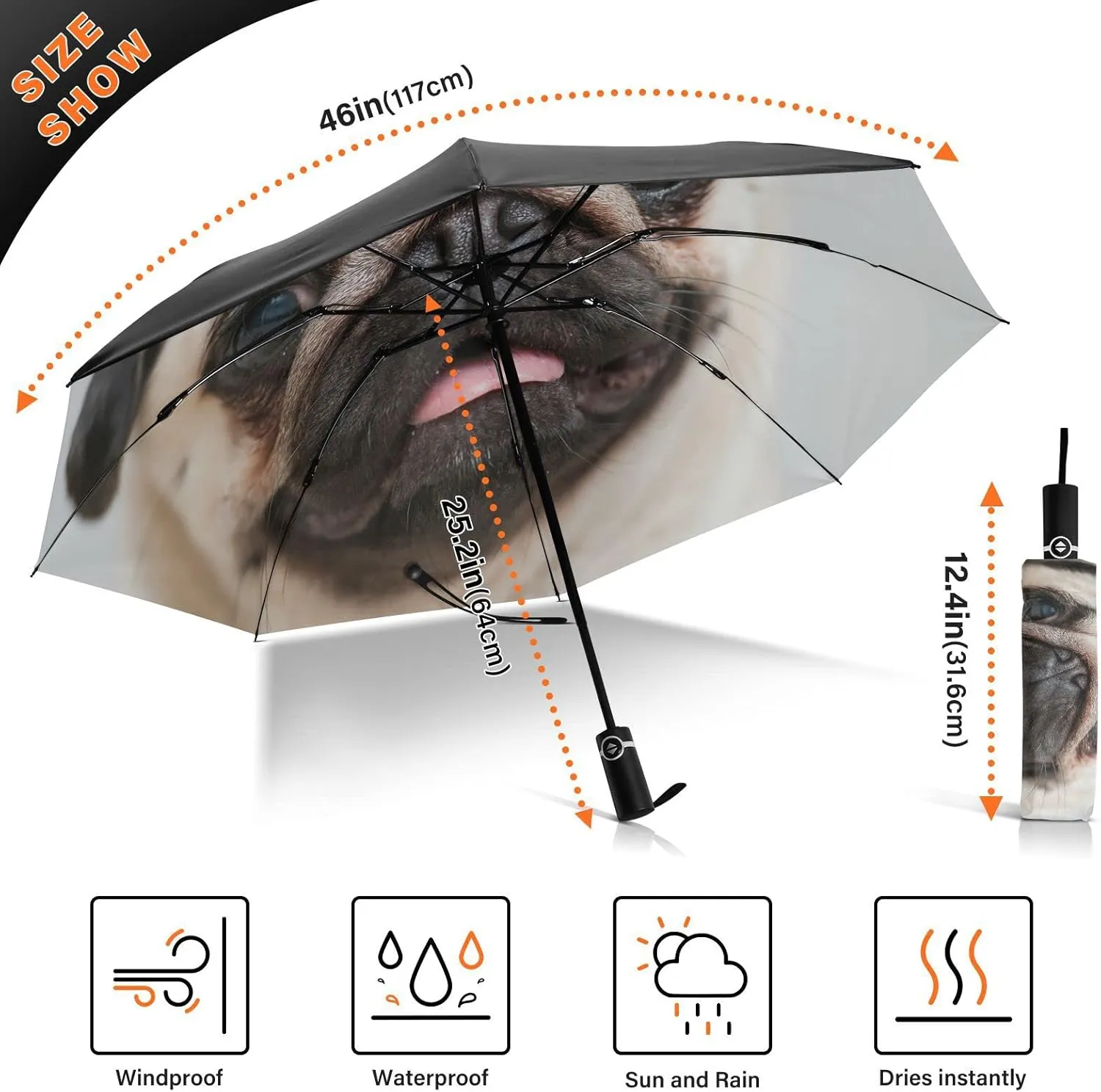 Oyihfvs Automatic Umbrella, Folding Umbrella Reinforced Anti-UV Sun rain Auto Open/Close