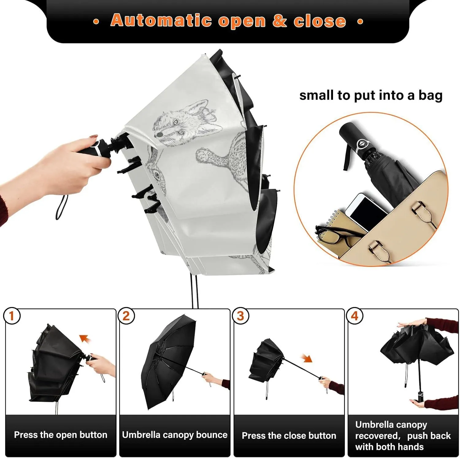 Oyihfvs Automatic Umbrella, Folding Umbrella Reinforced Anti-UV Sun rain Auto Open/Close