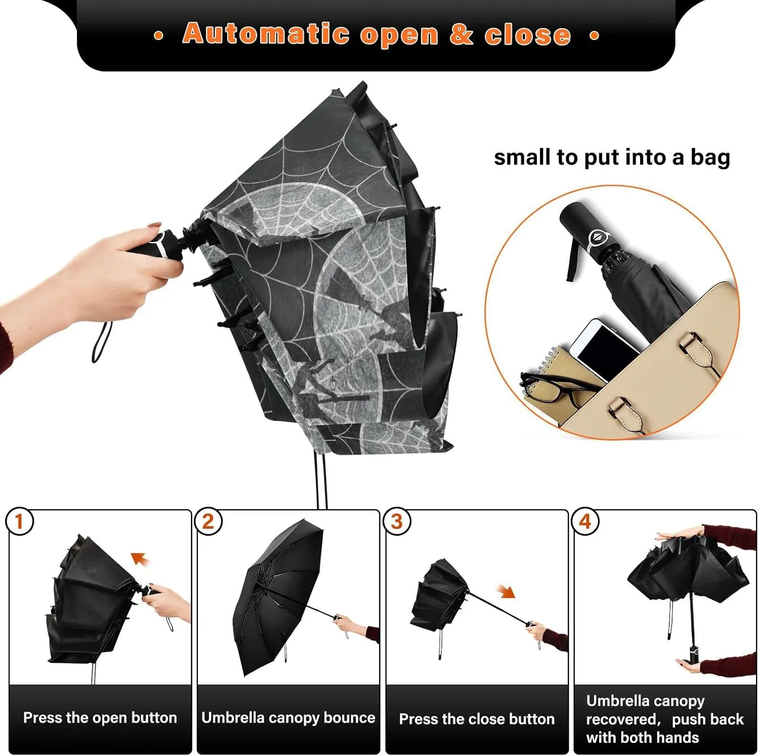 Oyihfvs Automatic Umbrella, Folding Umbrella Reinforced Anti-UV Sun rain Auto Open/Close
