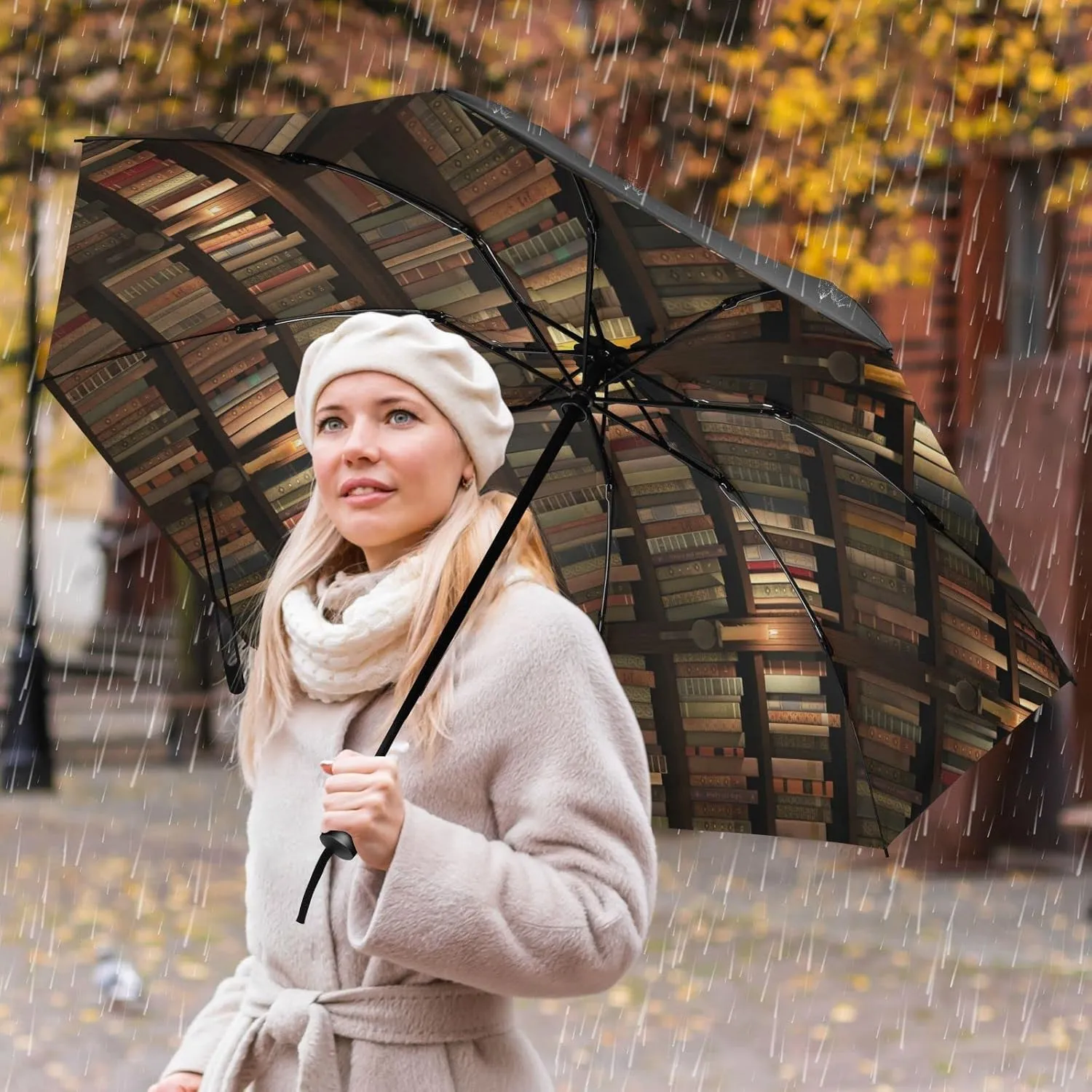 Oyihfvs Automatic Umbrella, Folding Umbrella Reinforced Anti-UV Sun rain Auto Open/Close