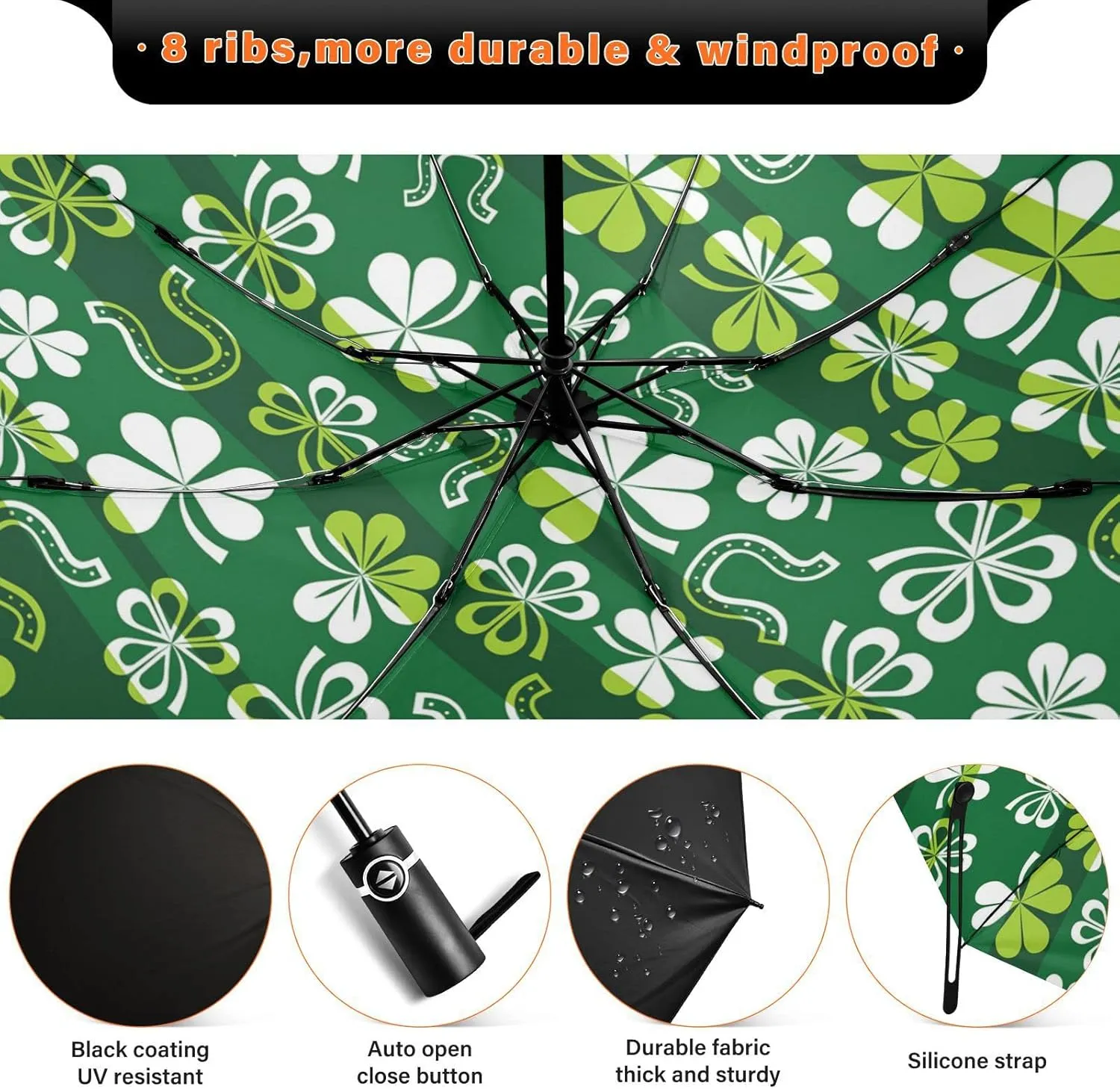 Oyihfvs Automatic Umbrella, Folding Umbrella Reinforced Anti-UV Sun rain Auto Open/Close