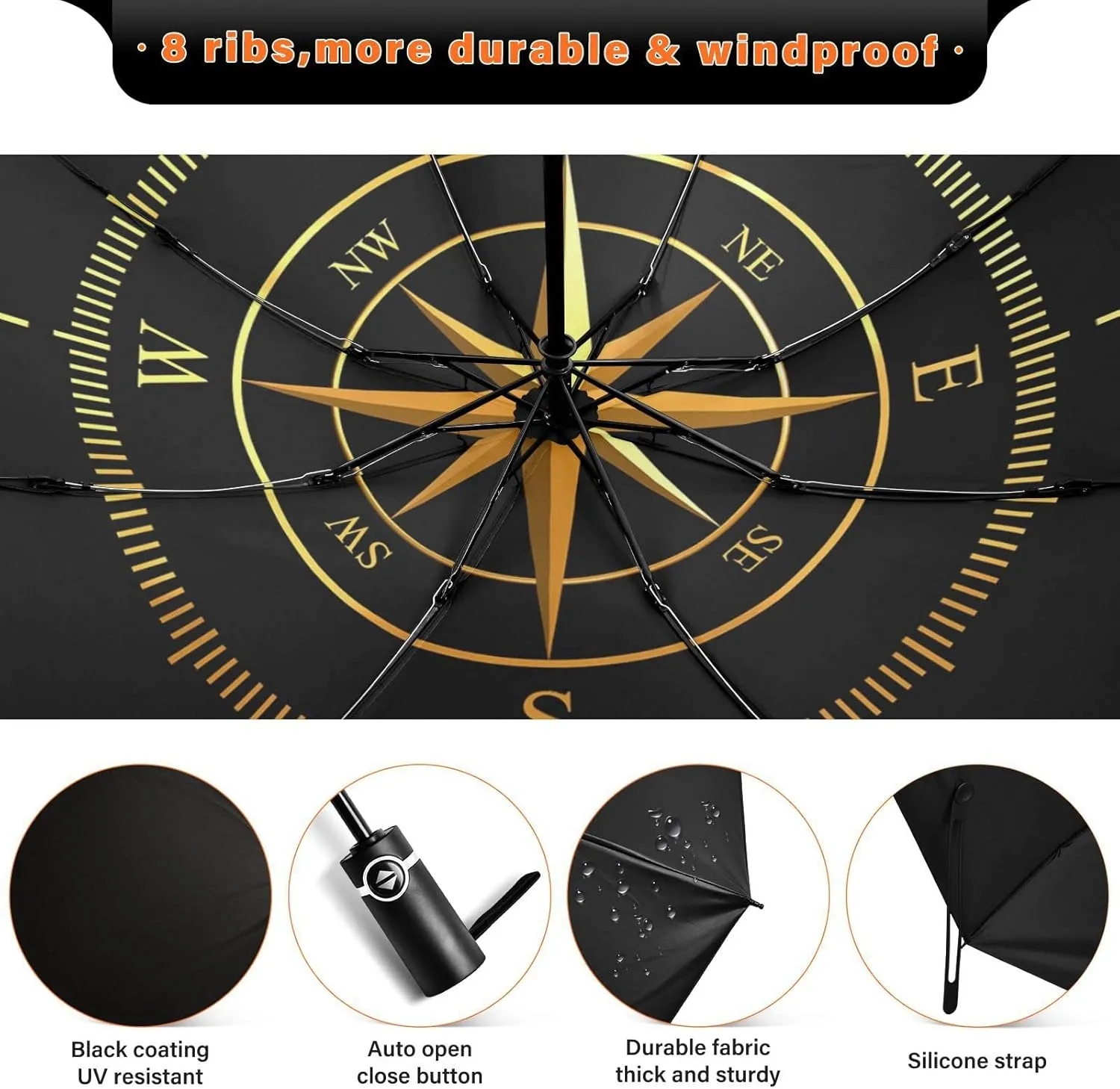 Oyihfvs Automatic Umbrella, Folding Umbrella Reinforced Anti-UV Sun rain Auto Open/Close