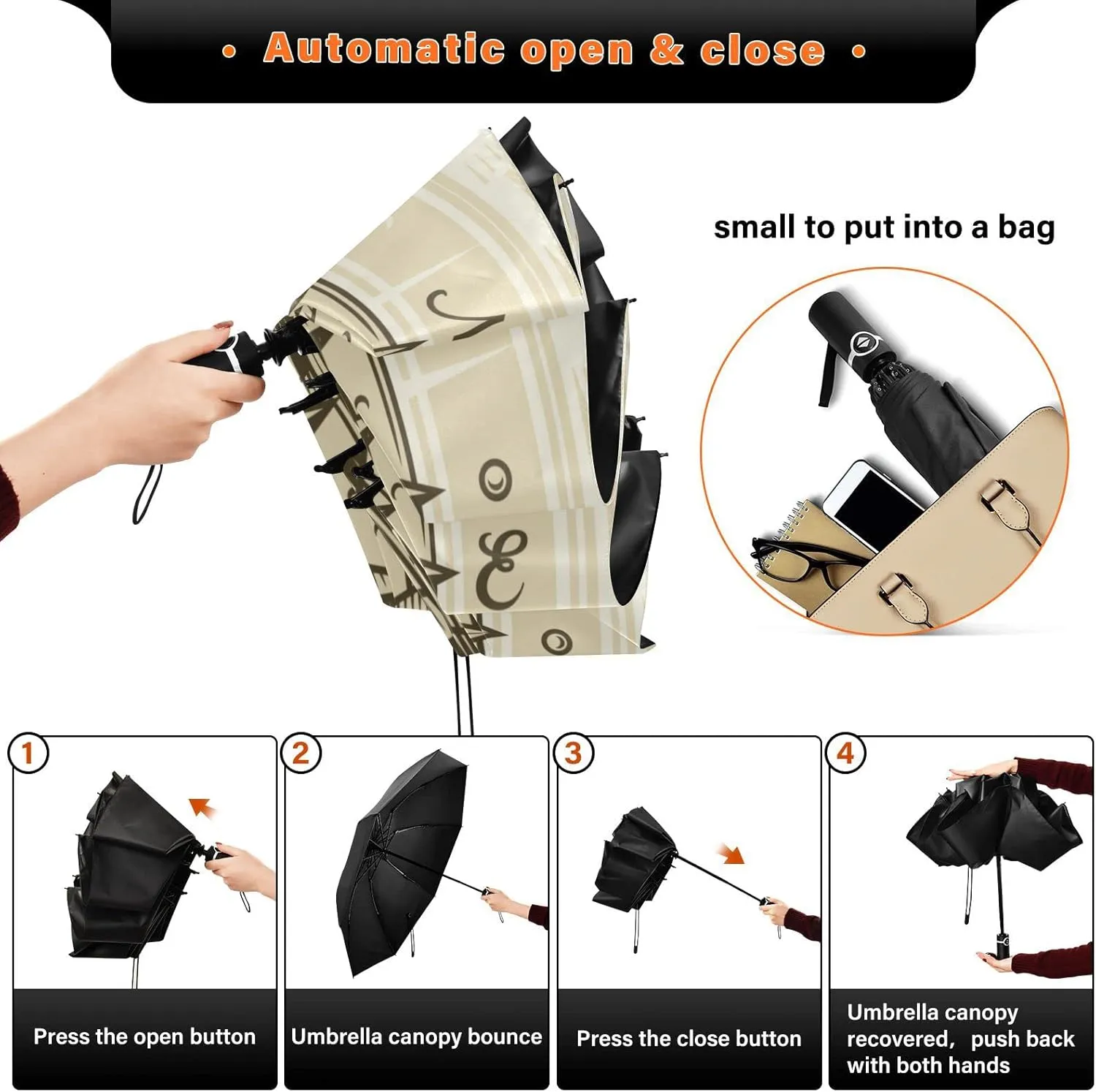 Oyihfvs Automatic Umbrella, Folding Umbrella Reinforced Anti-UV Sun rain Auto Open/Close