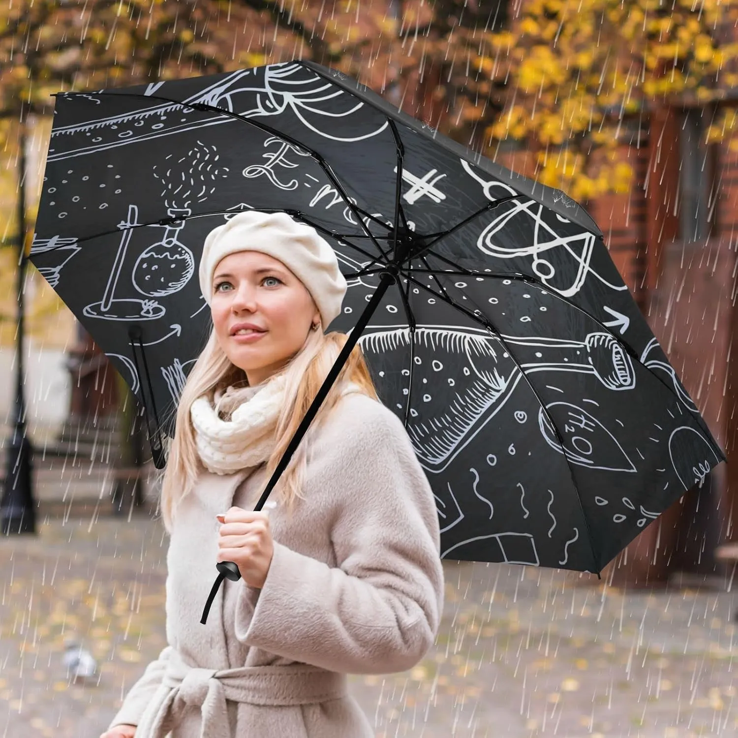 Oyihfvs Automatic Umbrella, Folding Umbrella Reinforced Anti-UV Sun rain Auto Open/Close