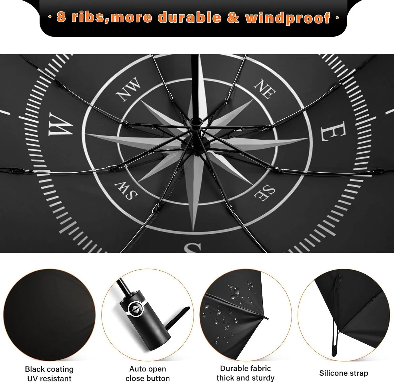 Oyihfvs Automatic Umbrella, Folding Umbrella Reinforced Anti-UV Sun rain Auto Open/Close