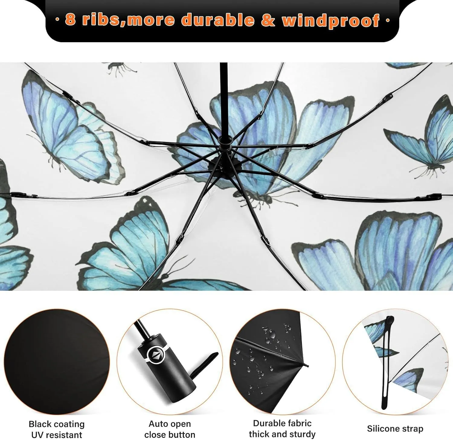 Oyihfvs Automatic Umbrella, Folding Umbrella Reinforced Anti-UV Sun rain Auto Open/Close