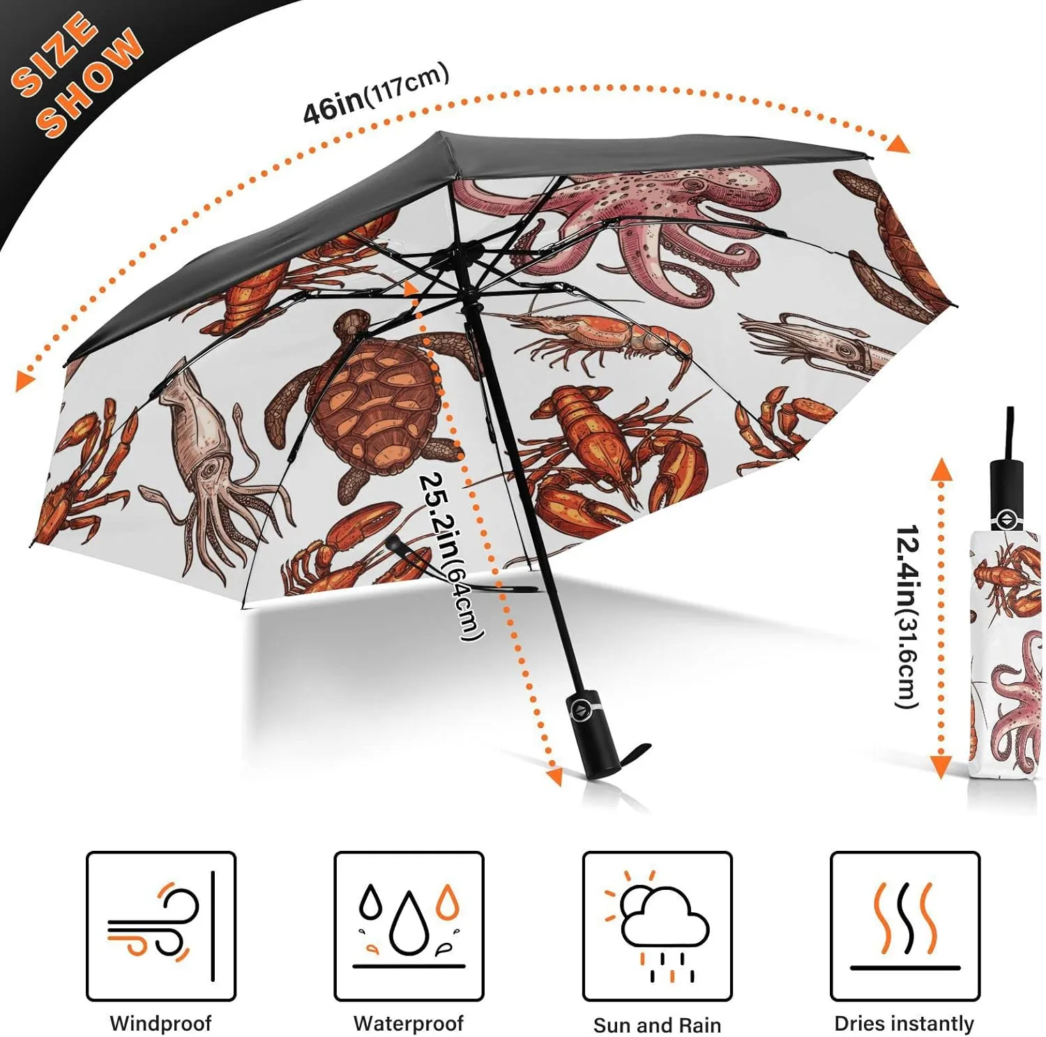Oyihfvs Automatic Umbrella, Folding Umbrella Reinforced Anti-UV Sun rain Auto Open/Close