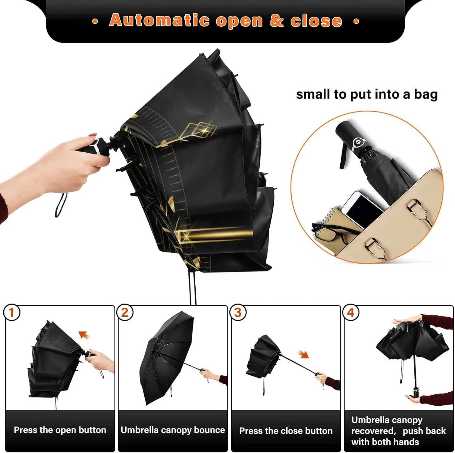 Oyihfvs Automatic Umbrella, Folding Umbrella Reinforced Anti-UV Sun rain Auto Open/Close