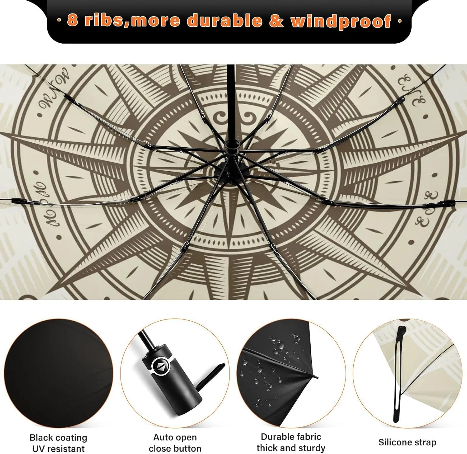 Oyihfvs Automatic Umbrella, Folding Umbrella Reinforced Anti-UV Sun rain Auto Open/Close