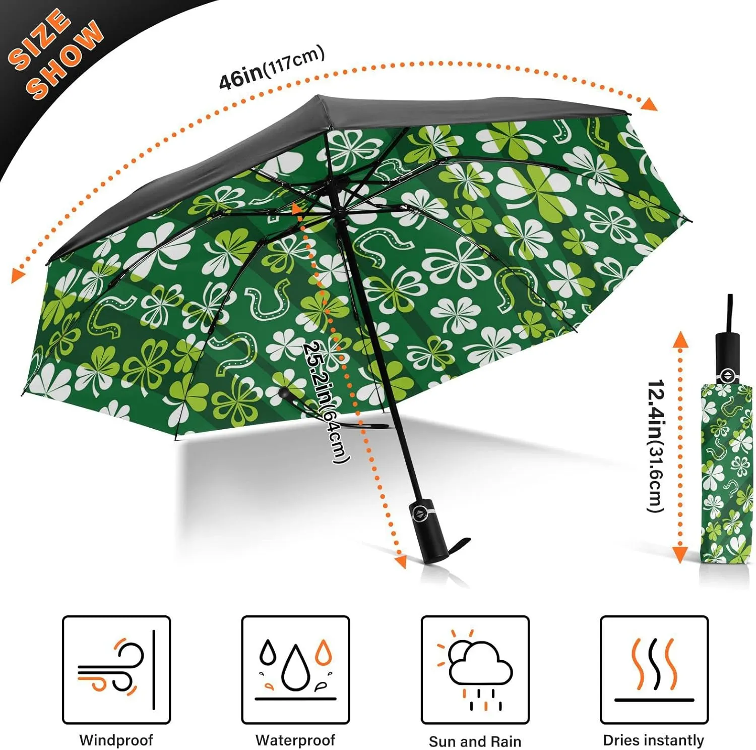 Oyihfvs Automatic Umbrella, Folding Umbrella Reinforced Anti-UV Sun rain Auto Open/Close