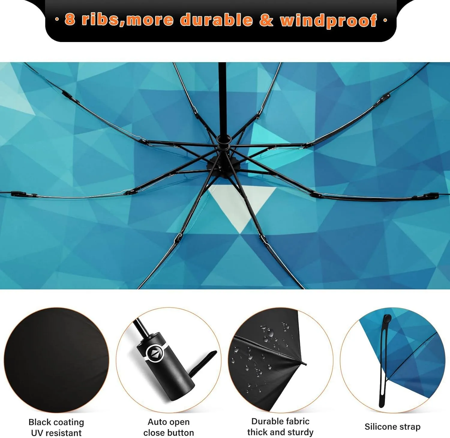 Oyihfvs Automatic Umbrella, Folding Umbrella Reinforced Anti-UV Sun rain Auto Open/Close