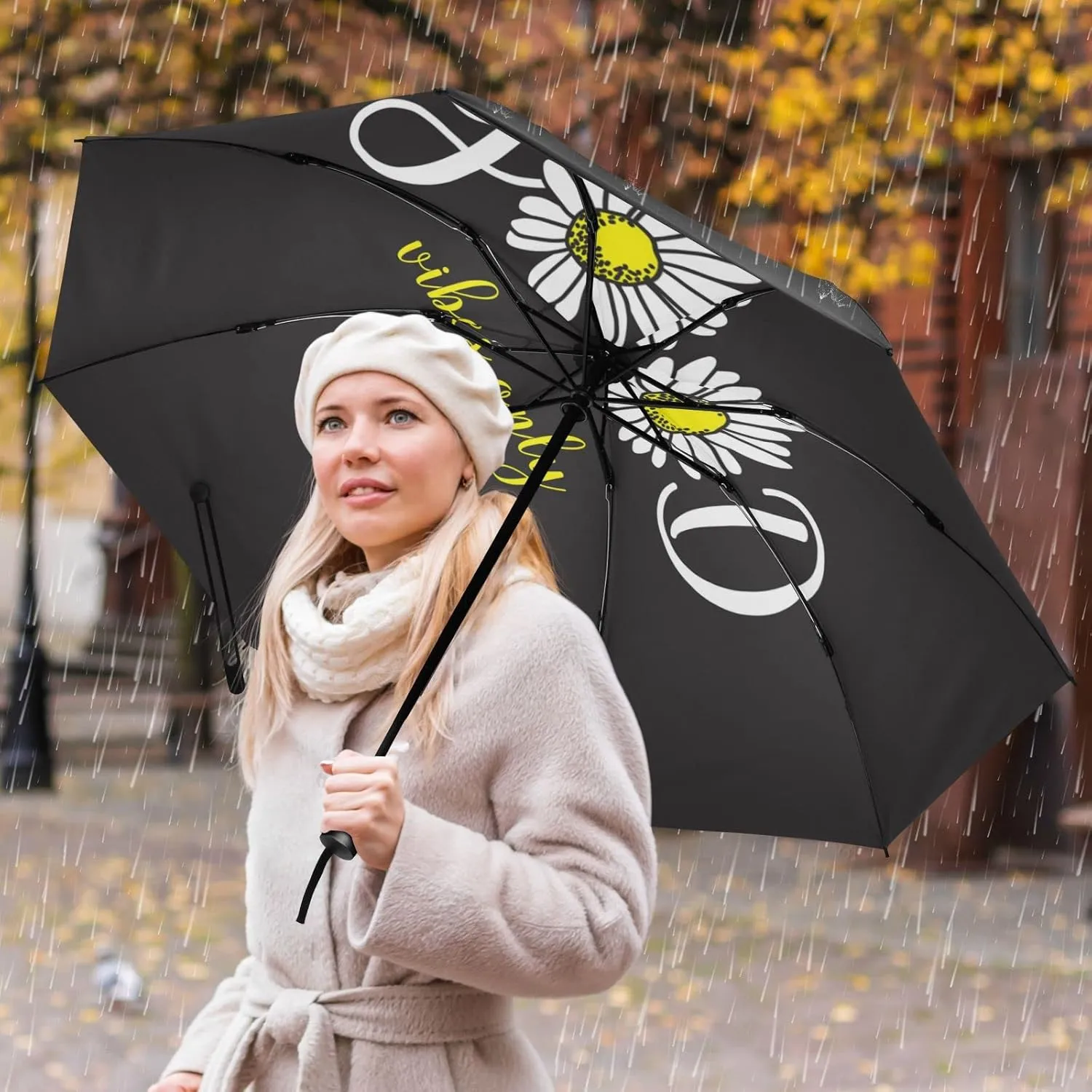 Oyihfvs Automatic Umbrella, Folding Umbrella Reinforced Anti-UV Sun rain Auto Open/Close