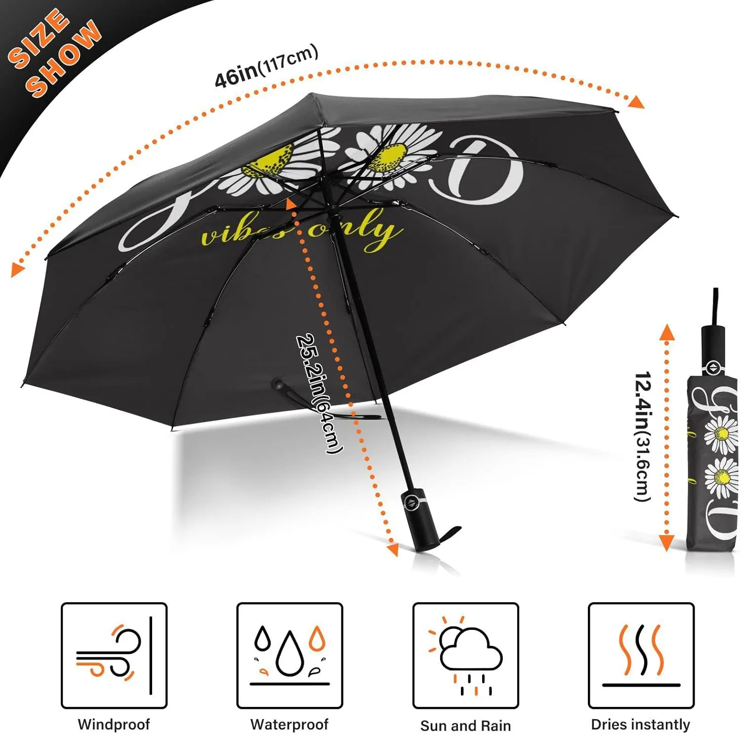 Oyihfvs Automatic Umbrella, Folding Umbrella Reinforced Anti-UV Sun rain Auto Open/Close