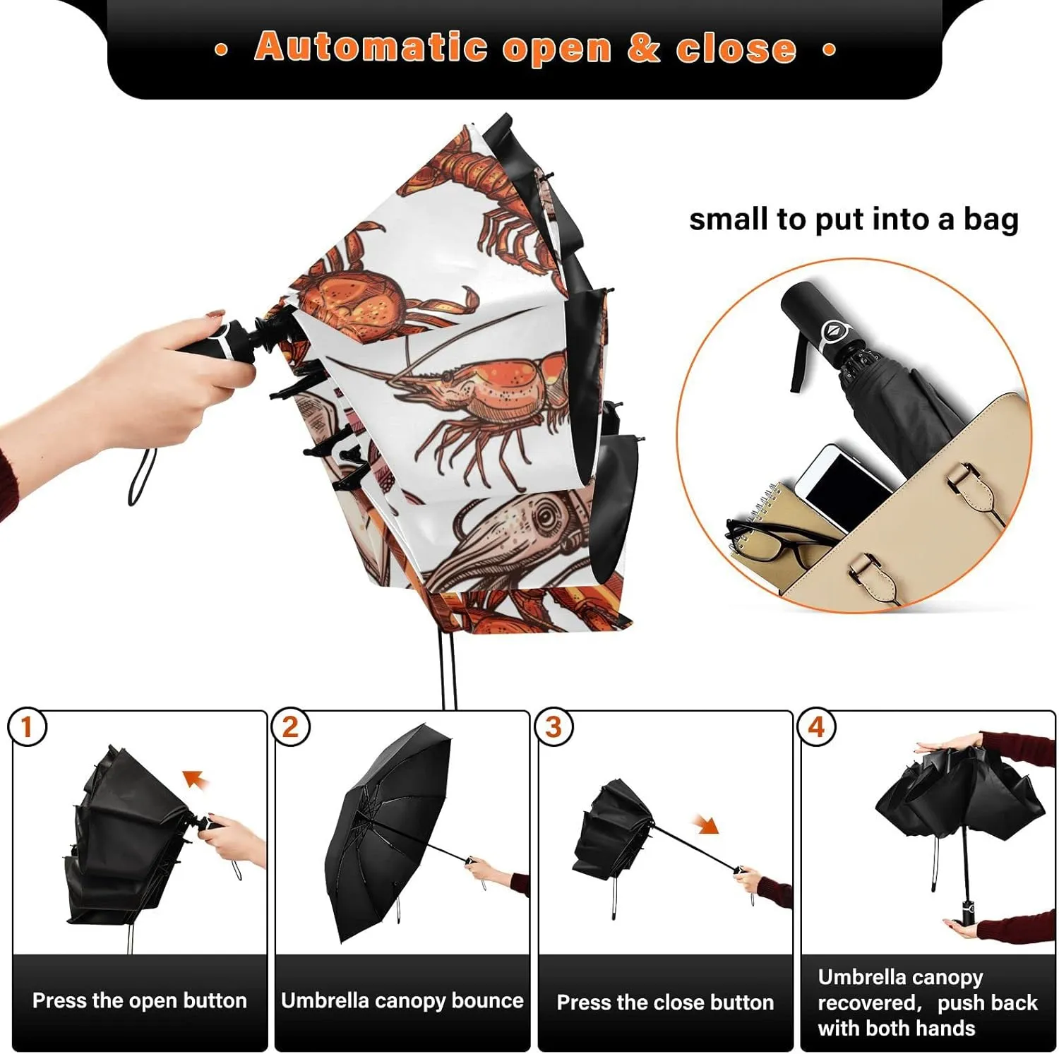 Oyihfvs Automatic Umbrella, Folding Umbrella Reinforced Anti-UV Sun rain Auto Open/Close