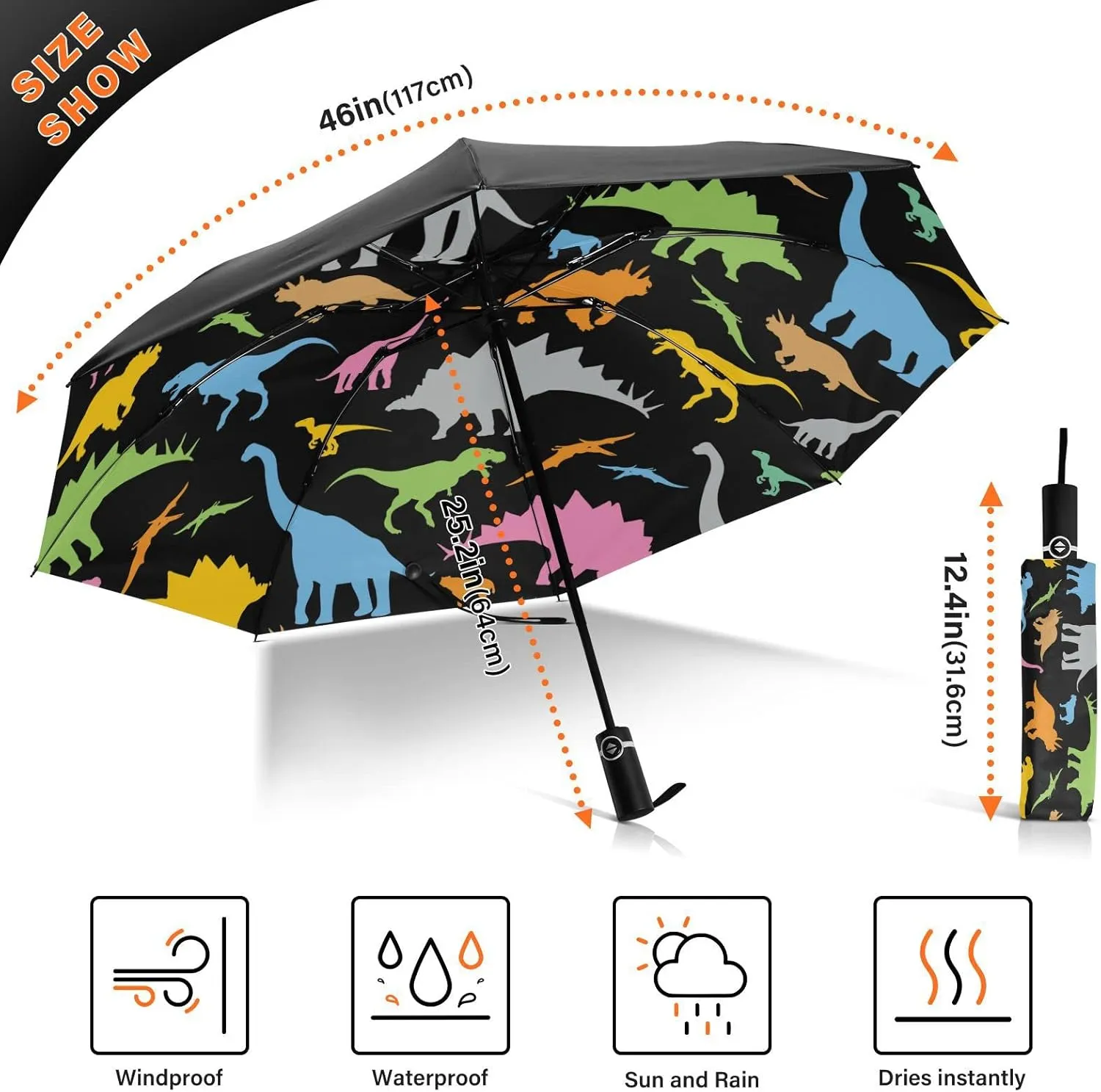Oyihfvs Automatic Umbrella, Folding Umbrella Reinforced Anti-UV Sun rain Auto Open/Close