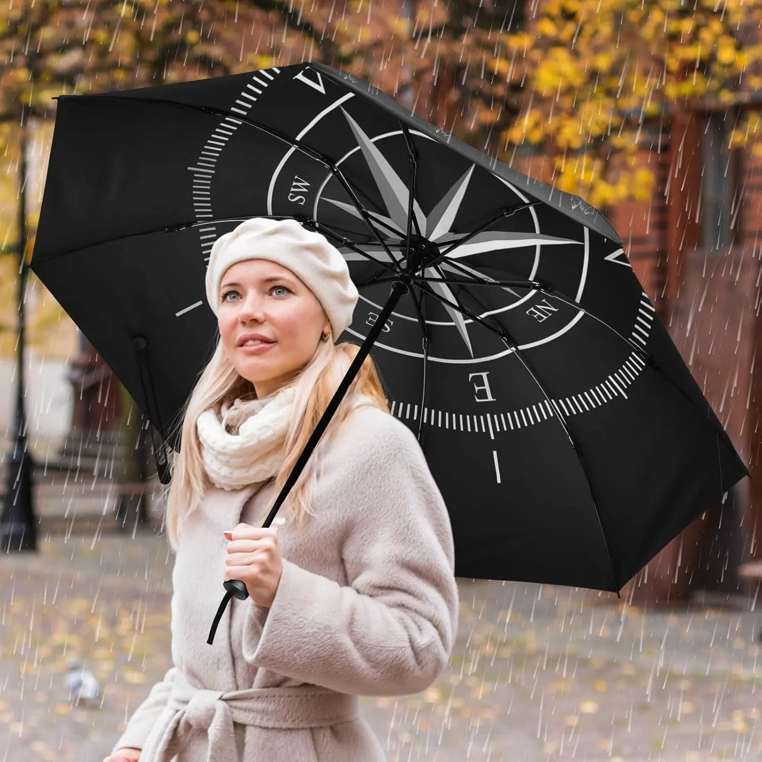 Oyihfvs Automatic Umbrella, Folding Umbrella Reinforced Anti-UV Sun rain Auto Open/Close