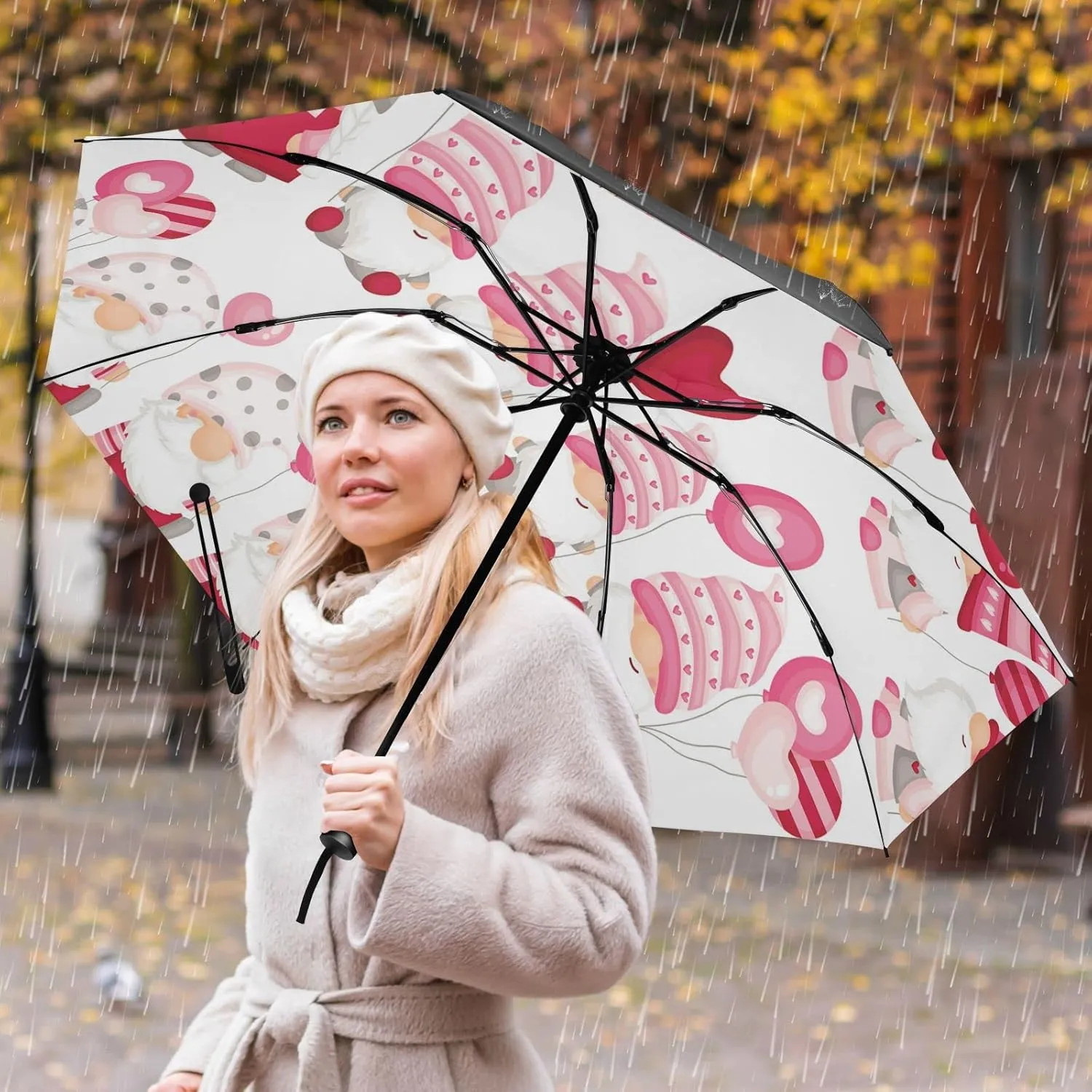 Oyihfvs Automatic Umbrella, Folding Umbrella Reinforced Anti-UV Sun rain Auto Open/Close