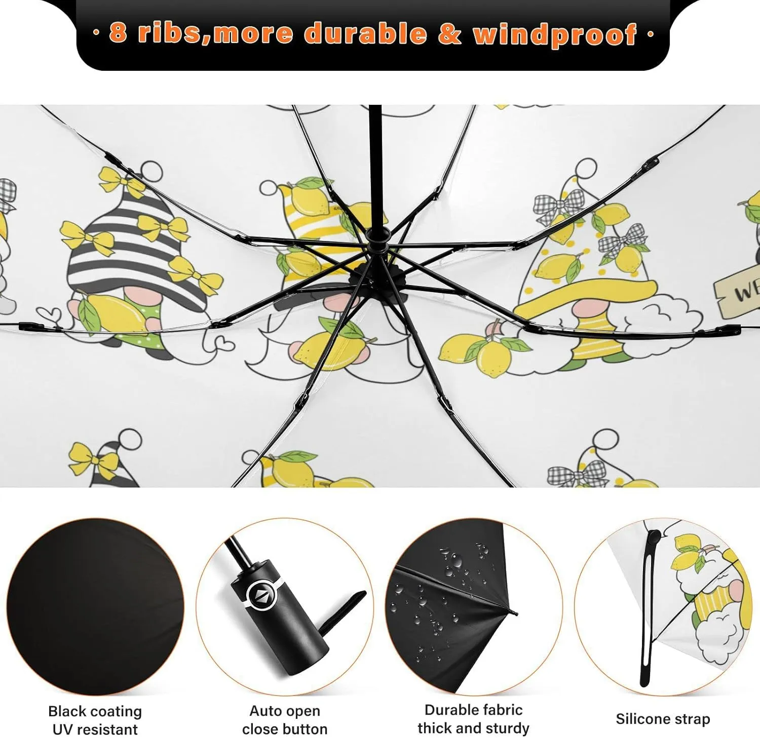 Oyihfvs Automatic Umbrella, Folding Umbrella Reinforced Anti-UV Sun rain Auto Open/Close