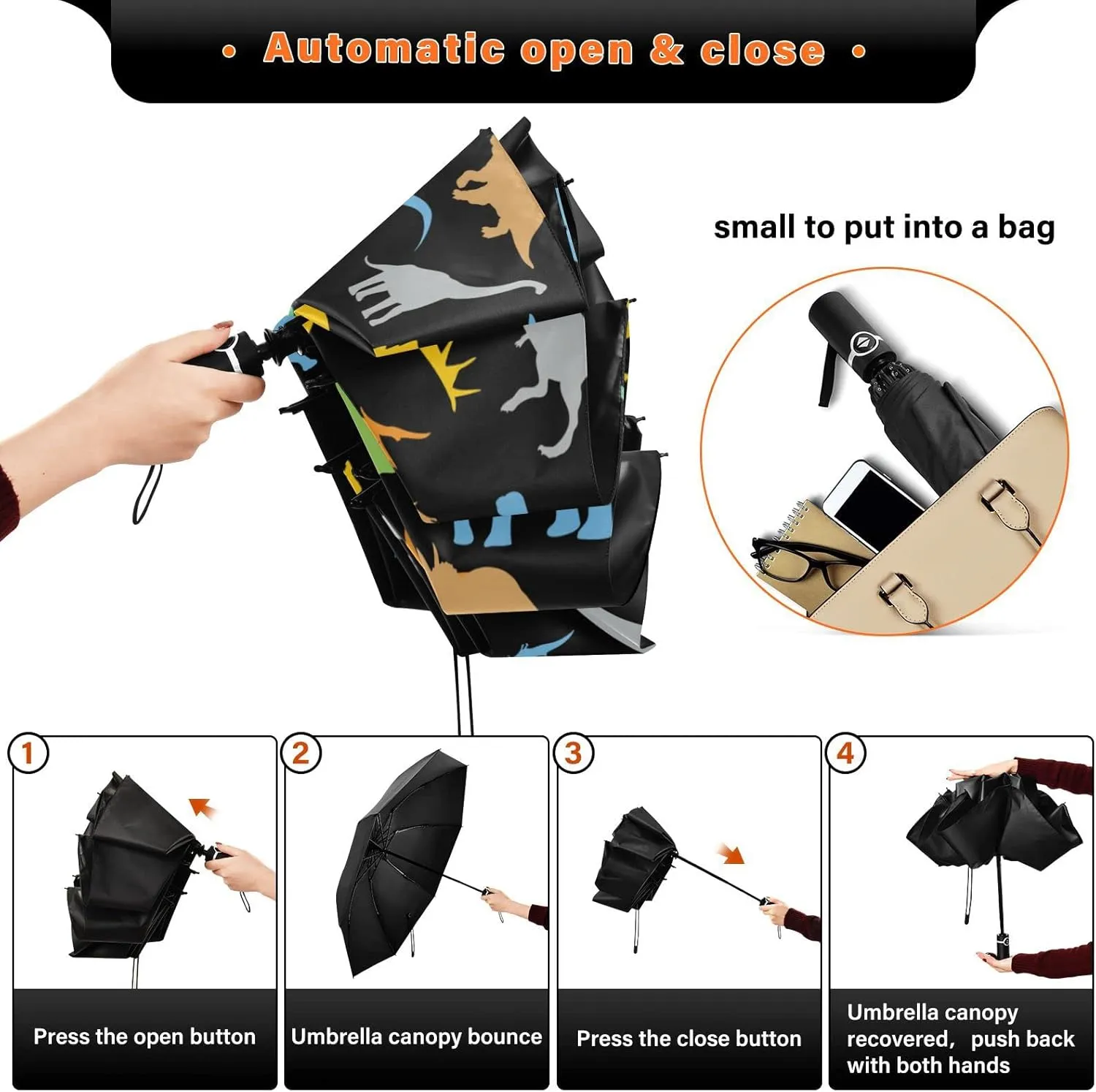 Oyihfvs Automatic Umbrella, Folding Umbrella Reinforced Anti-UV Sun rain Auto Open/Close
