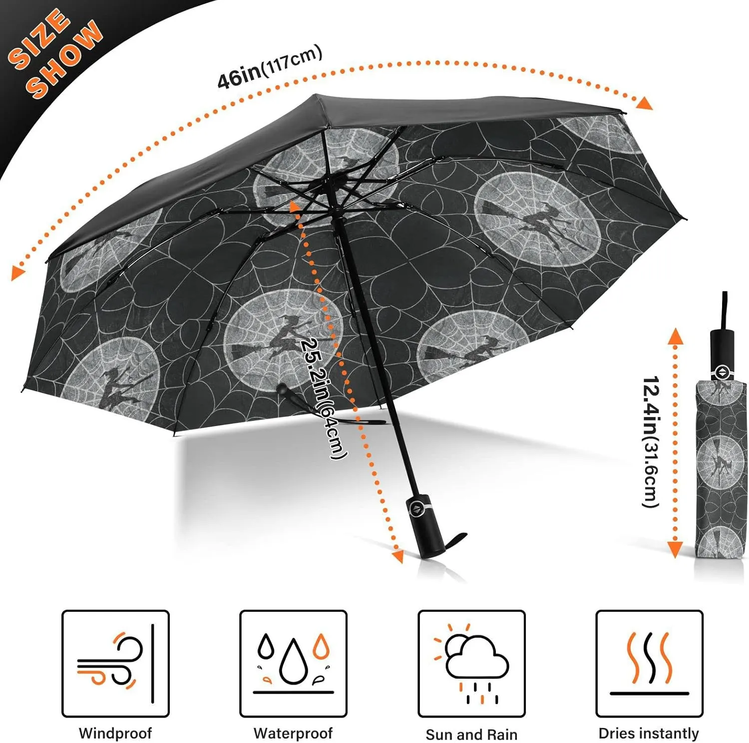 Oyihfvs Automatic Umbrella, Folding Umbrella Reinforced Anti-UV Sun rain Auto Open/Close