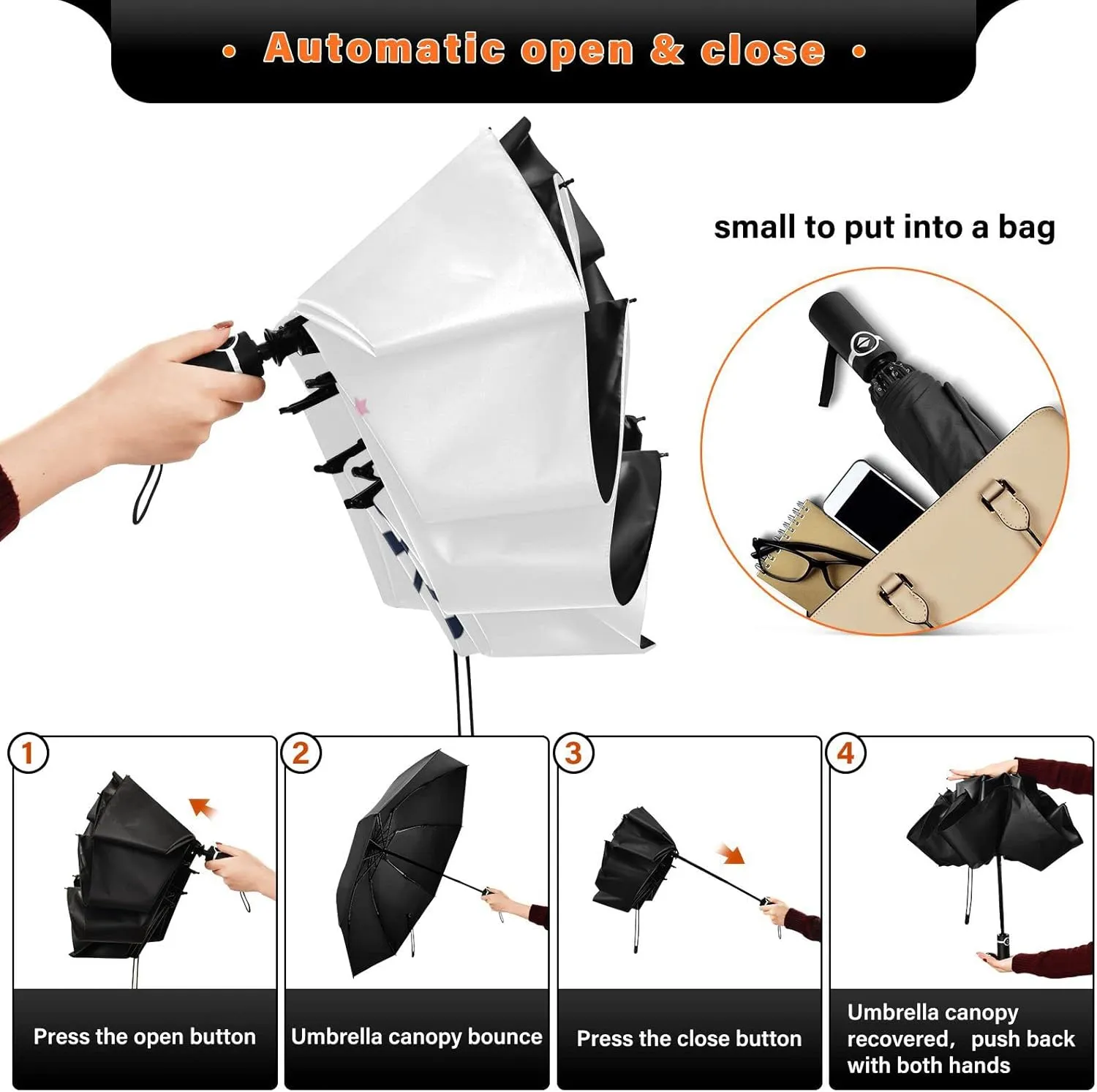 Oyihfvs Automatic Umbrella, Folding Umbrella Reinforced Anti-UV Sun rain Auto Open/Close