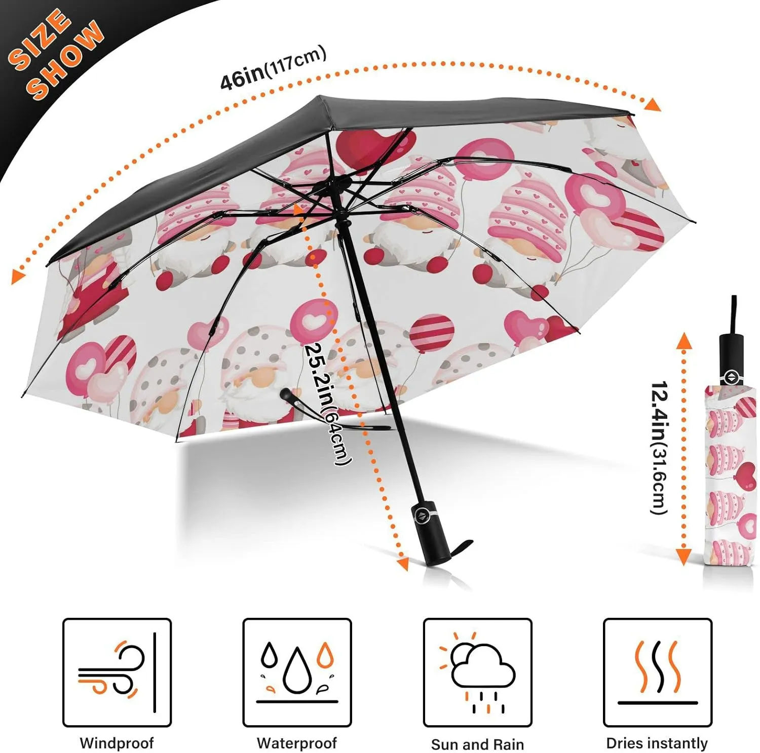 Oyihfvs Automatic Umbrella, Folding Umbrella Reinforced Anti-UV Sun rain Auto Open/Close