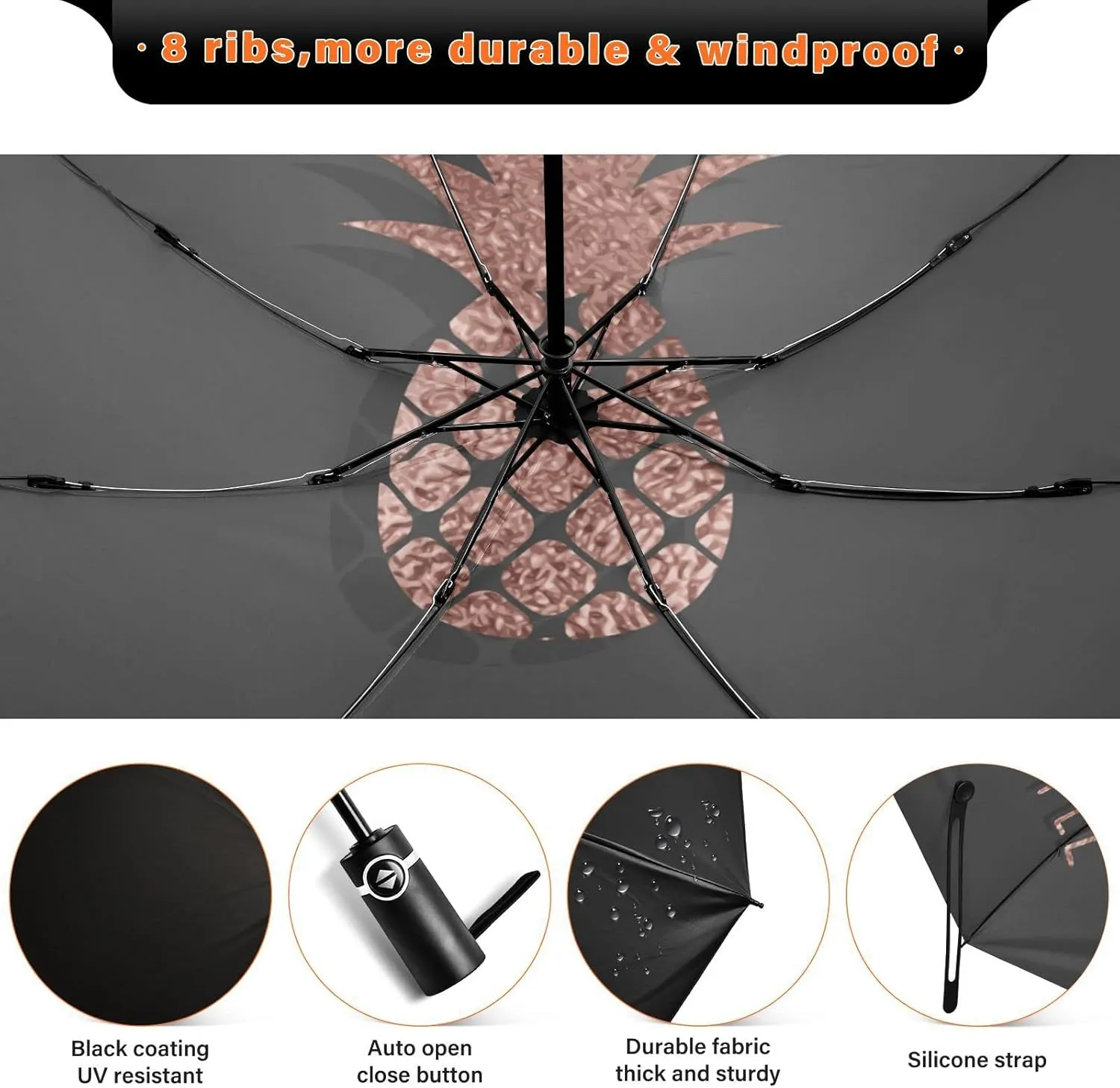 Oyihfvs Automatic Umbrella, Folding Umbrella Reinforced Anti-UV Sun rain Auto Open/Close
