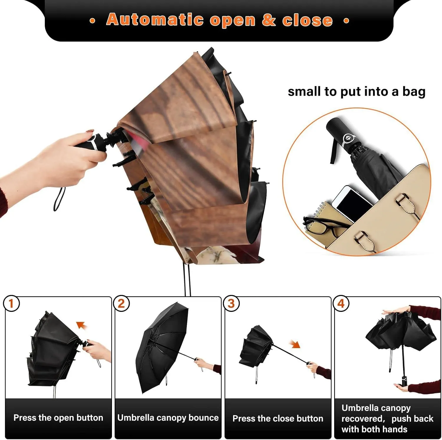 Oyihfvs Automatic Umbrella, Folding Umbrella Reinforced Anti-UV Sun rain Auto Open/Close