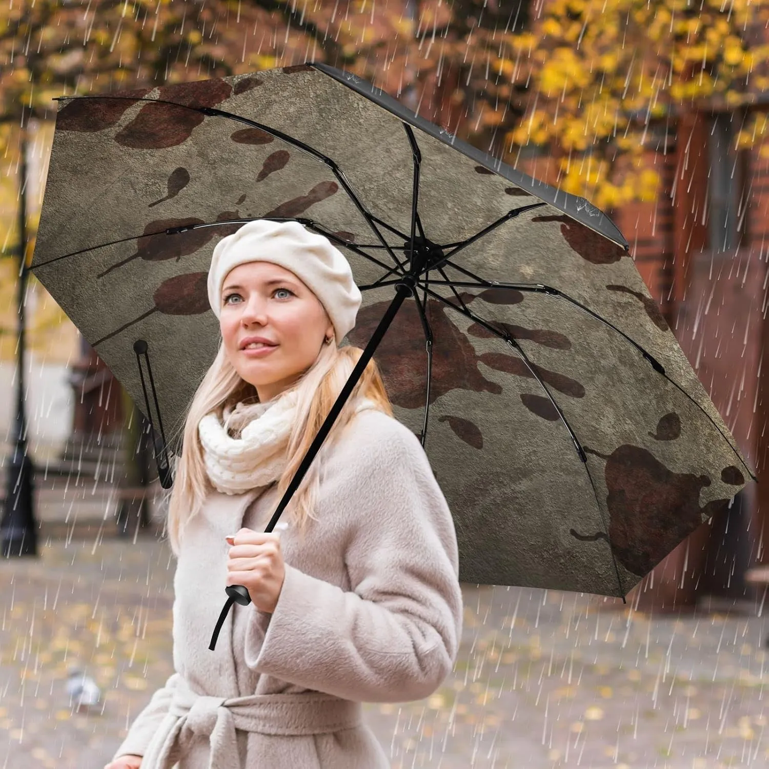 Oyihfvs Automatic Umbrella, Folding Umbrella Reinforced Anti-UV Sun rain Auto Open/Close