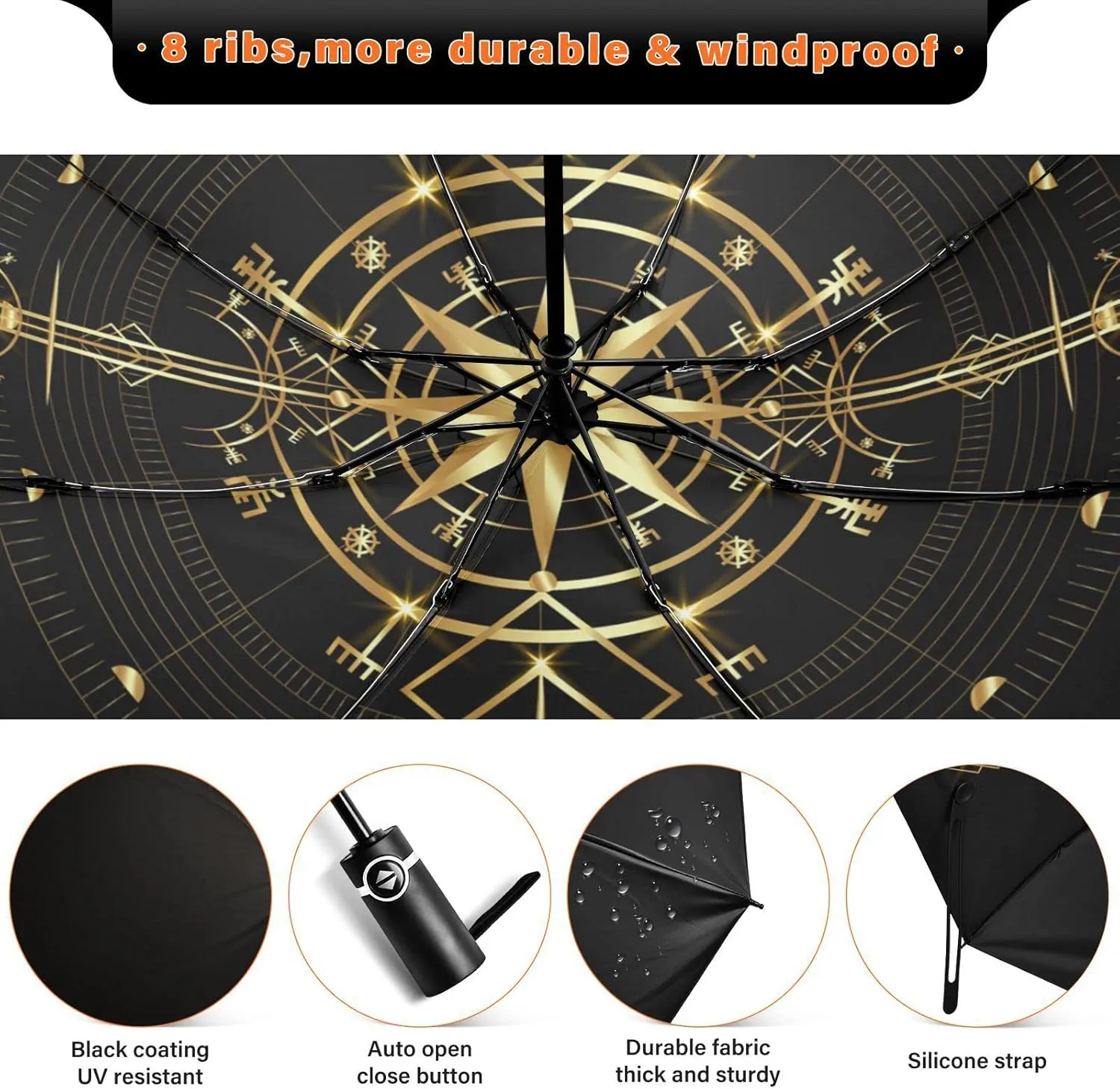 Oyihfvs Automatic Umbrella, Folding Umbrella Reinforced Anti-UV Sun rain Auto Open/Close