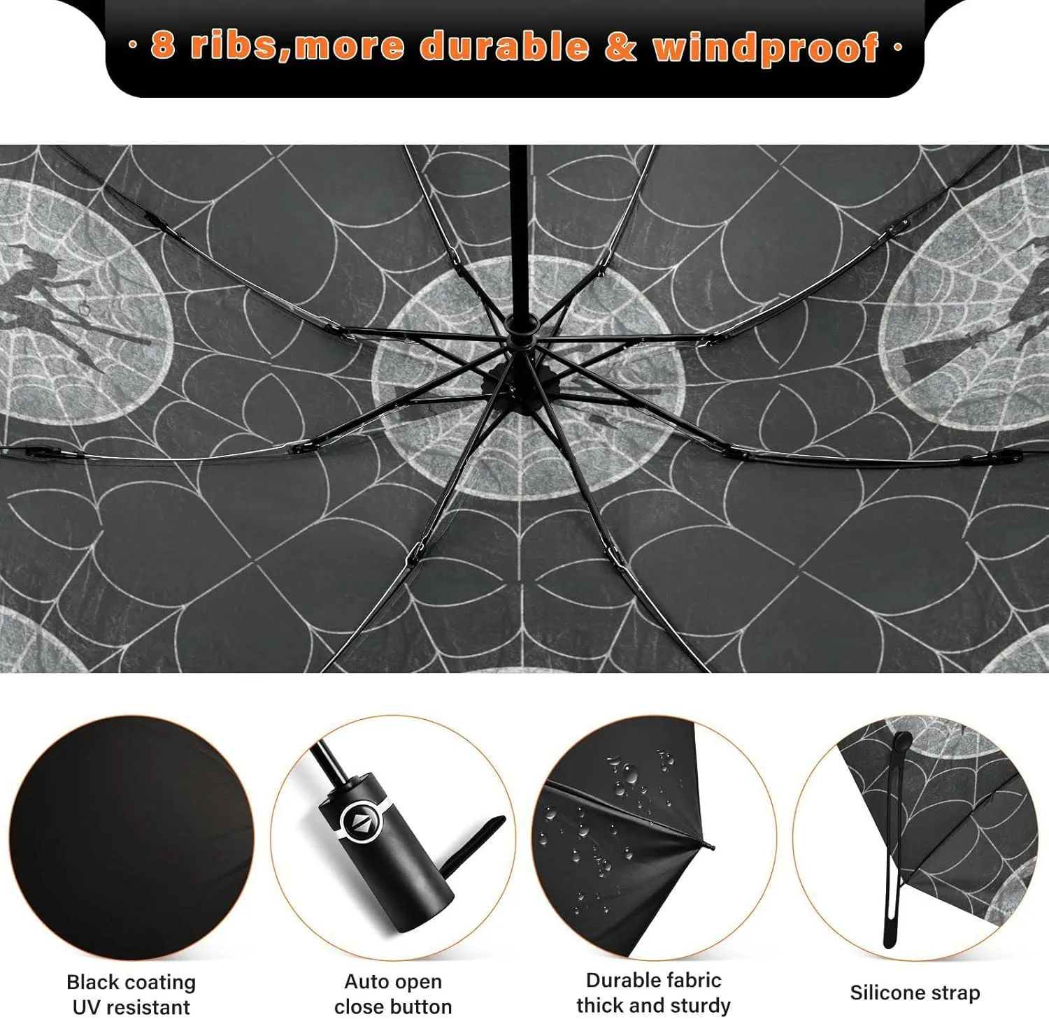 Oyihfvs Automatic Umbrella, Folding Umbrella Reinforced Anti-UV Sun rain Auto Open/Close
