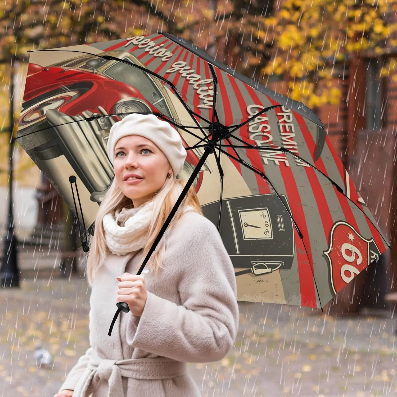 Oyihfvs Automatic Umbrella, Folding Umbrella Reinforced Anti-UV Sun rain Auto Open/Close