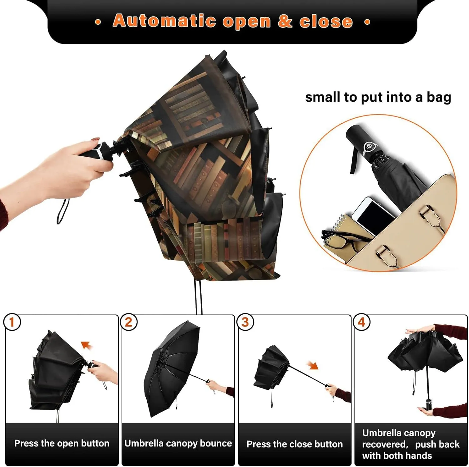 Oyihfvs Automatic Umbrella, Folding Umbrella Reinforced Anti-UV Sun rain Auto Open/Close