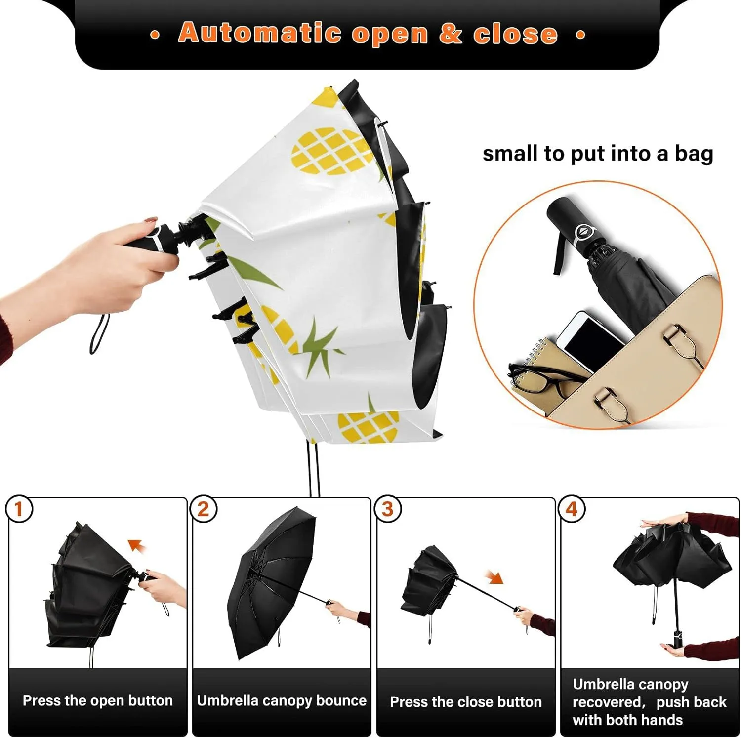 Oyihfvs Automatic Umbrella, Folding Umbrella Reinforced Anti-UV Sun rain Auto Open/Close