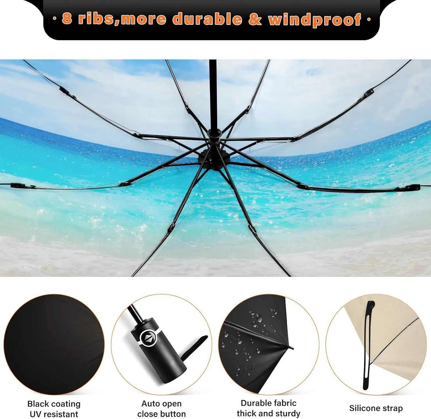 Oyihfvs Automatic Umbrella, Folding Umbrella Reinforced Anti-UV Sun rain Auto Open/Close