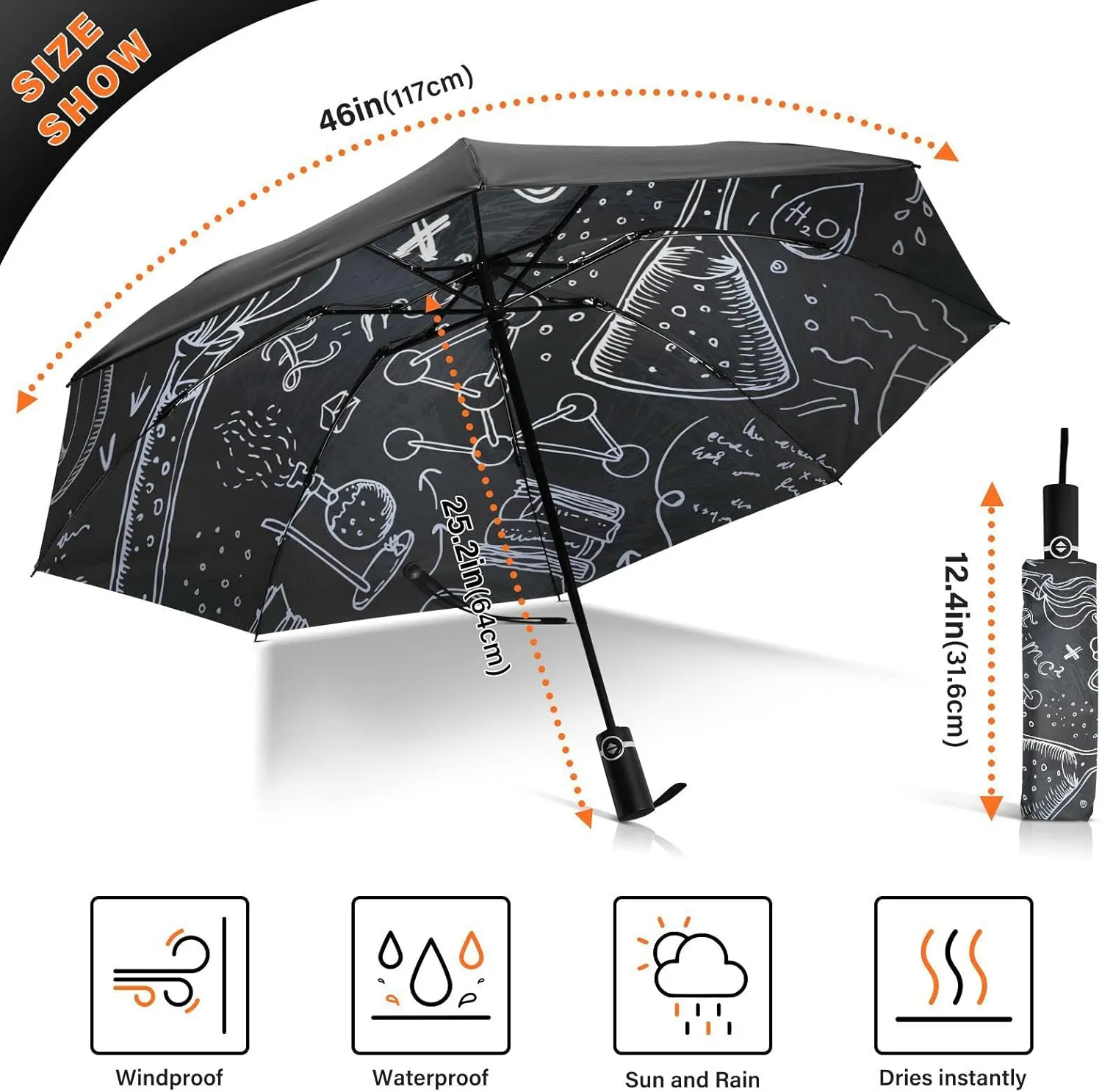 Oyihfvs Automatic Umbrella, Folding Umbrella Reinforced Anti-UV Sun rain Auto Open/Close