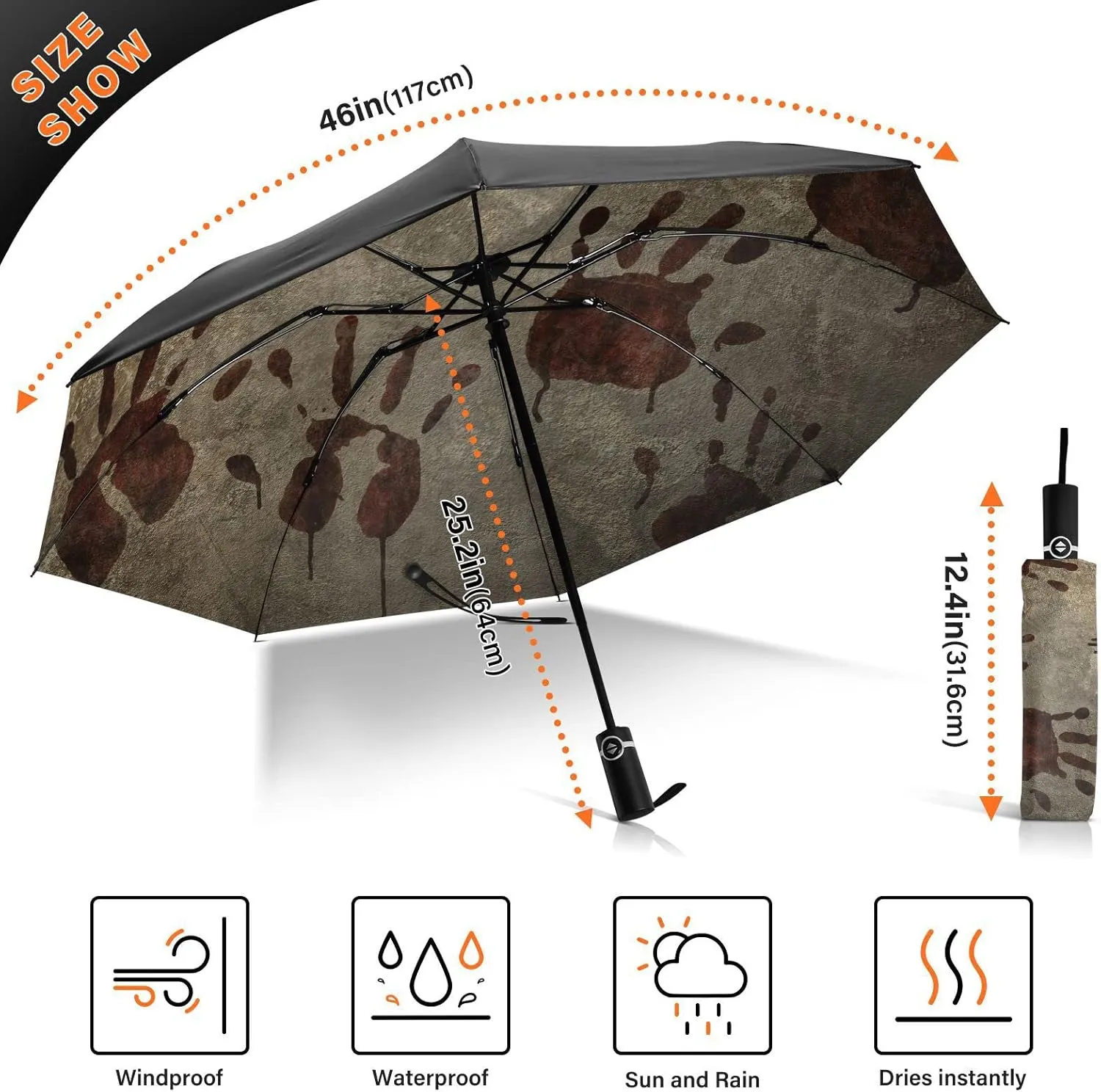 Oyihfvs Automatic Umbrella, Folding Umbrella Reinforced Anti-UV Sun rain Auto Open/Close