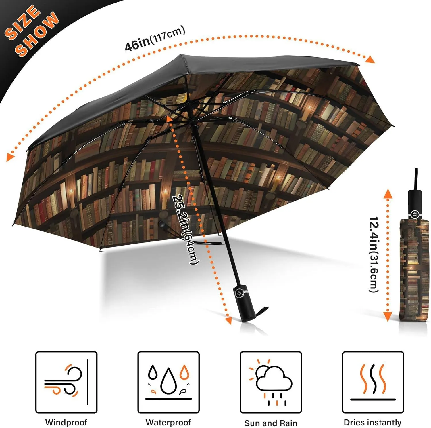 Oyihfvs Automatic Umbrella, Folding Umbrella Reinforced Anti-UV Sun rain Auto Open/Close