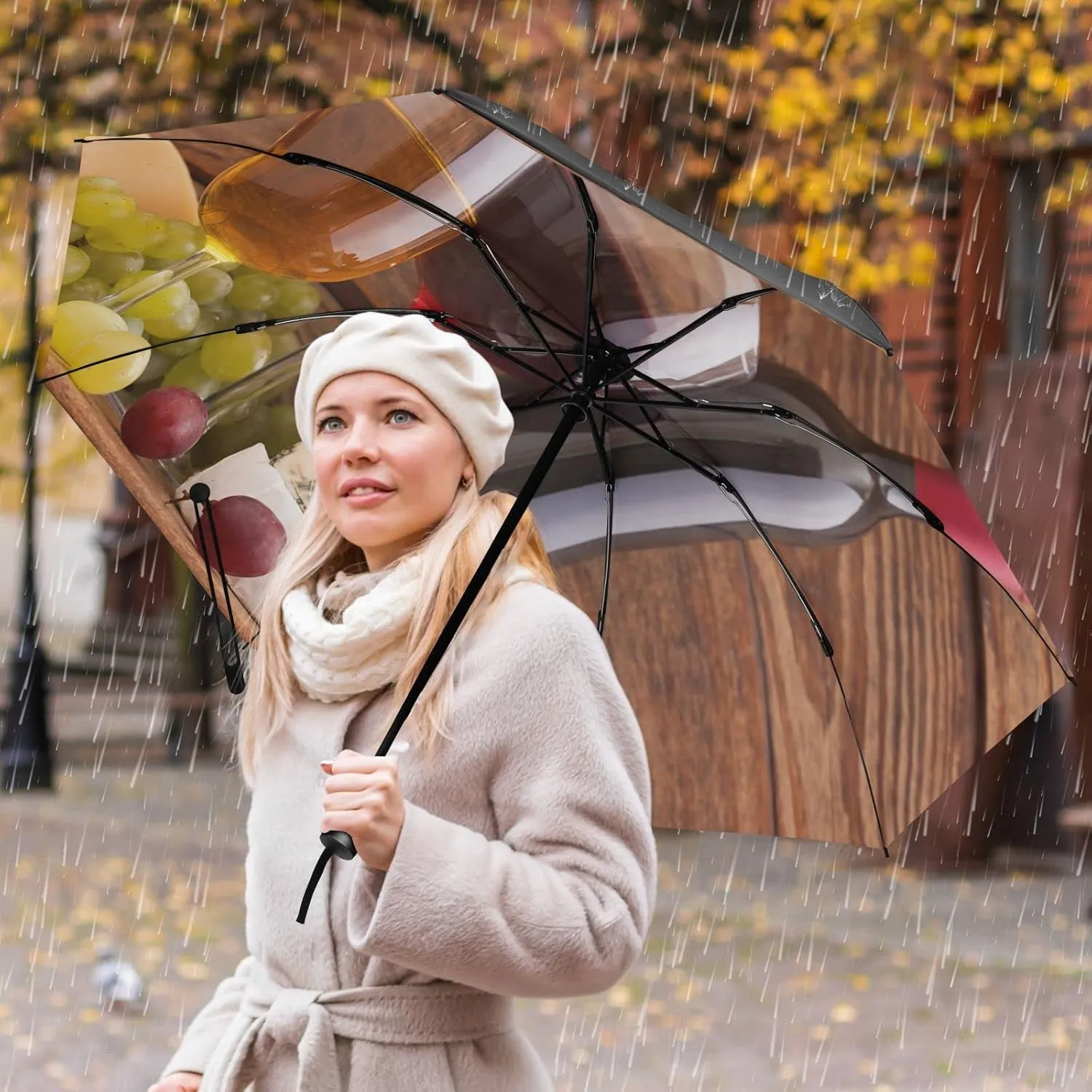 Oyihfvs Automatic Umbrella, Folding Umbrella Reinforced Anti-UV Sun rain Auto Open/Close
