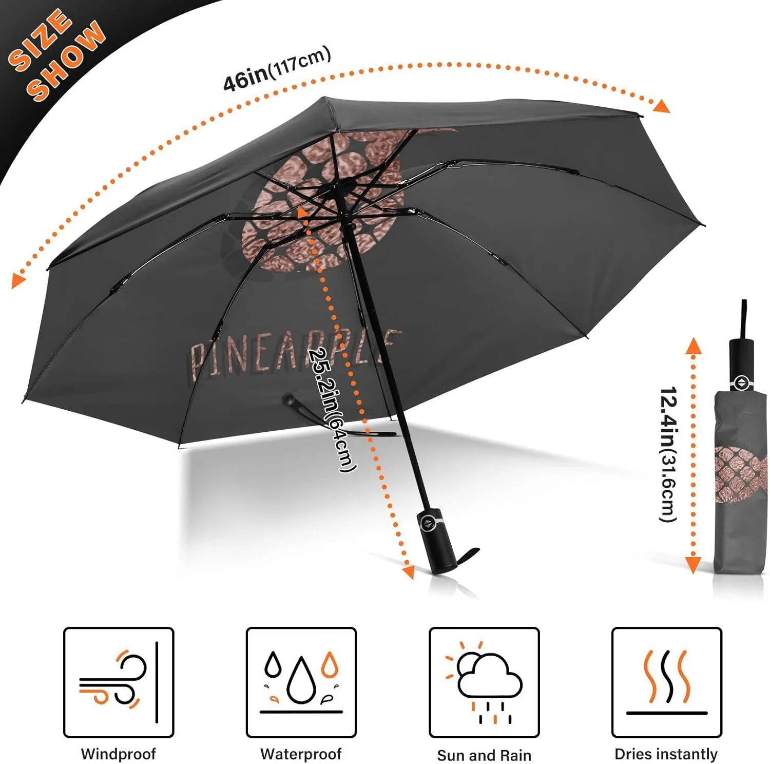Oyihfvs Automatic Umbrella, Folding Umbrella Reinforced Anti-UV Sun rain Auto Open/Close
