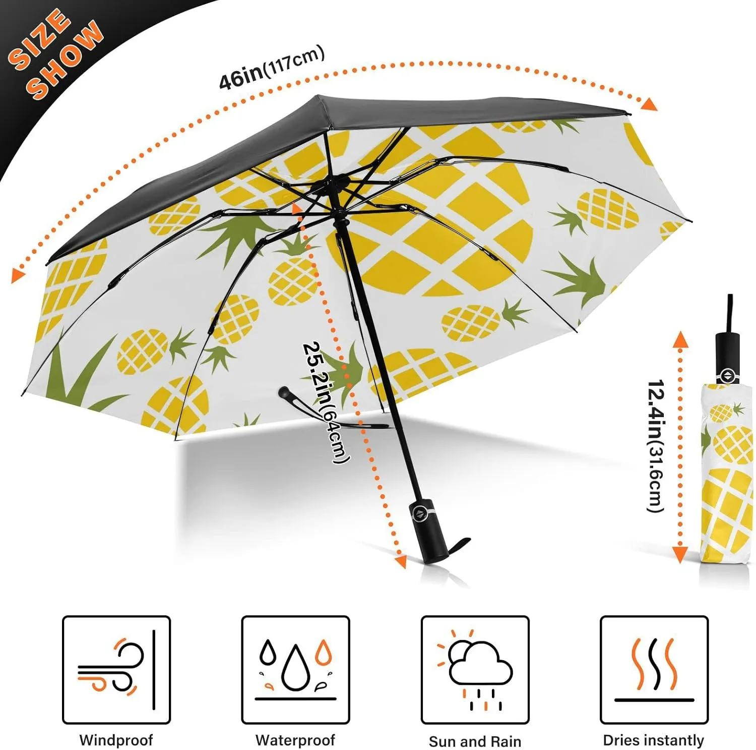 Oyihfvs Automatic Umbrella, Folding Umbrella Reinforced Anti-UV Sun rain Auto Open/Close