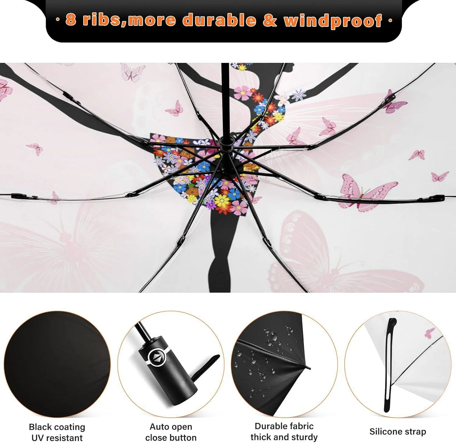 Oyihfvs Automatic Umbrella, Folding Umbrella Reinforced Anti-UV Sun rain Auto Open/Close