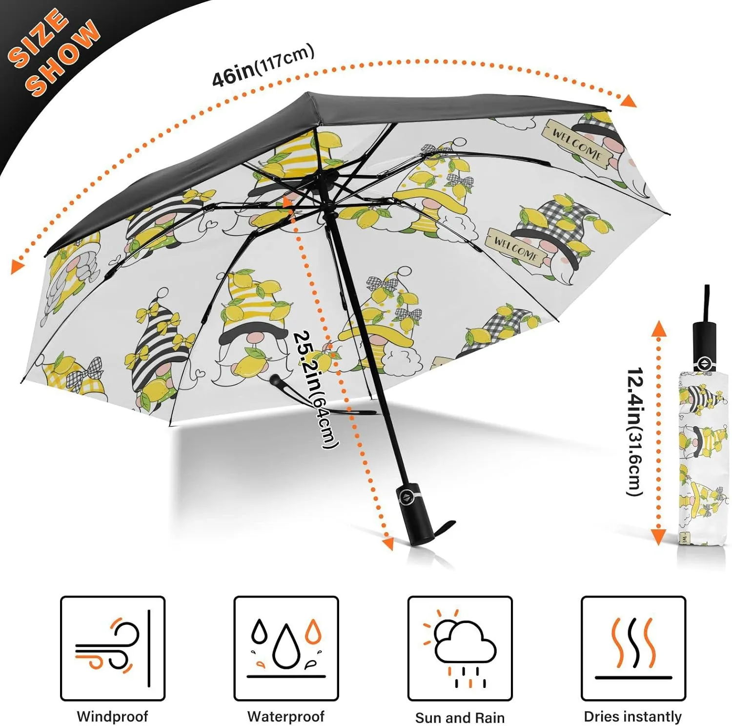 Oyihfvs Automatic Umbrella, Folding Umbrella Reinforced Anti-UV Sun rain Auto Open/Close